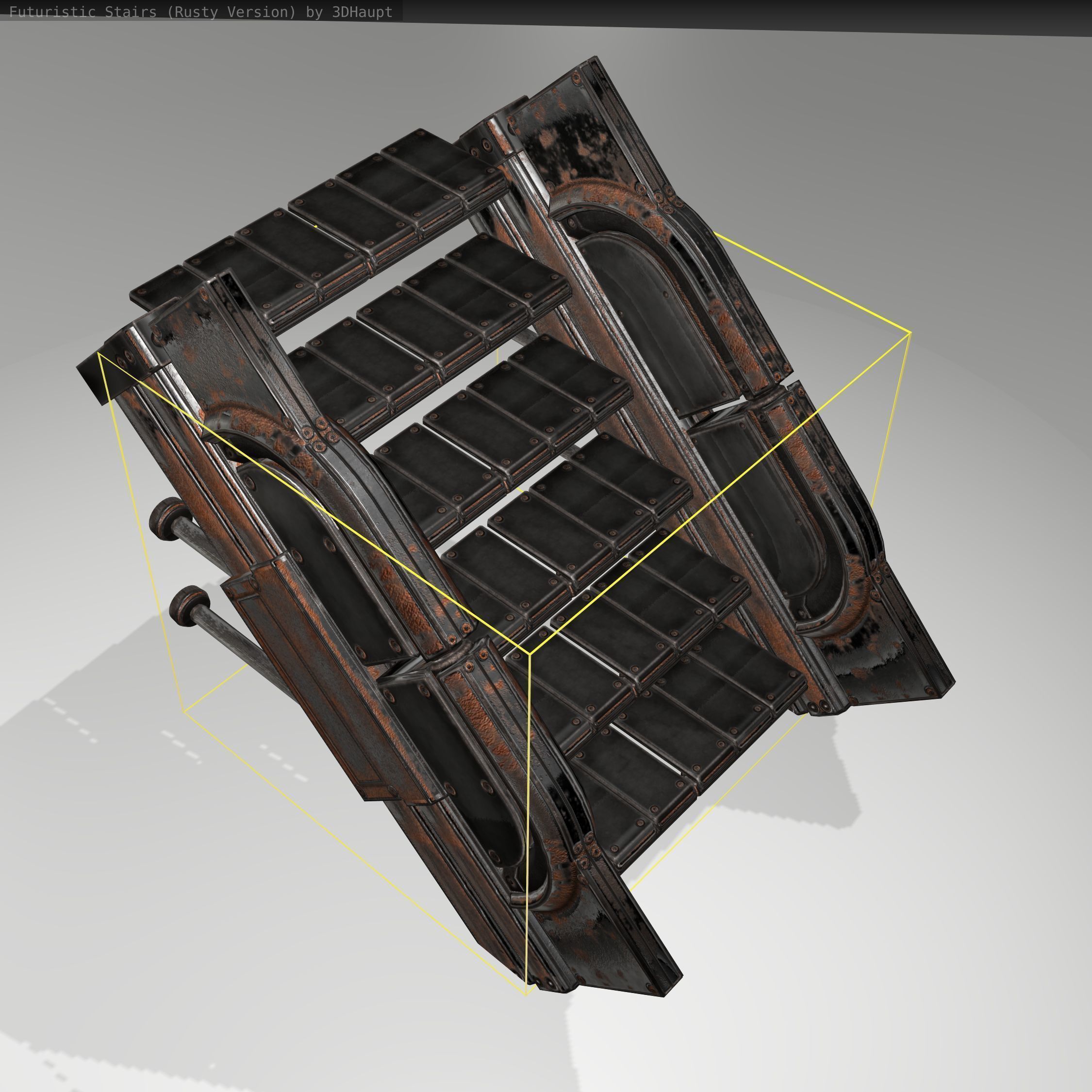 Futuristic Stairs - 21 - Rusty Textures Low-poly 3D model_18