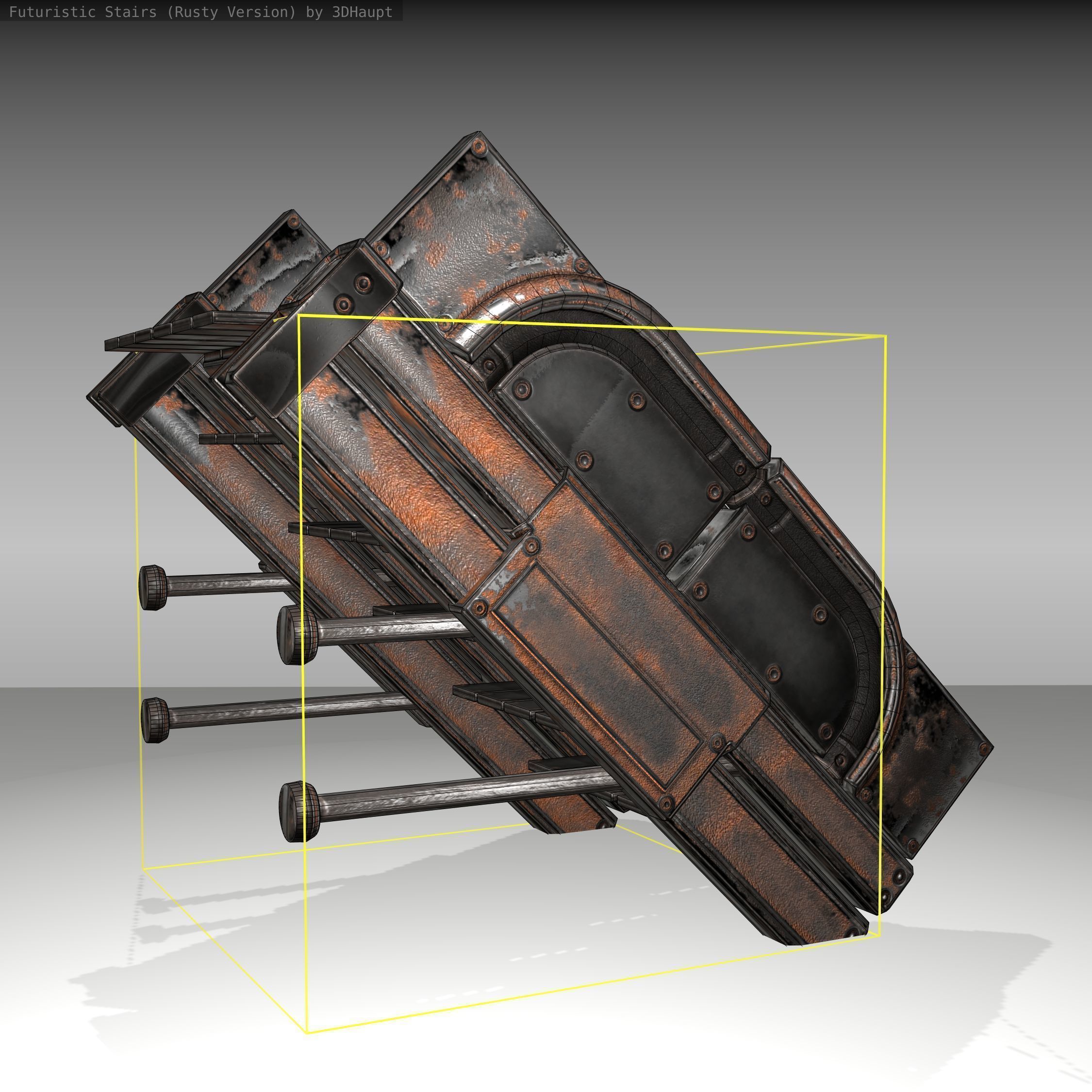 Futuristic Stairs - 21 - Rusty Textures Low-poly 3D model_11