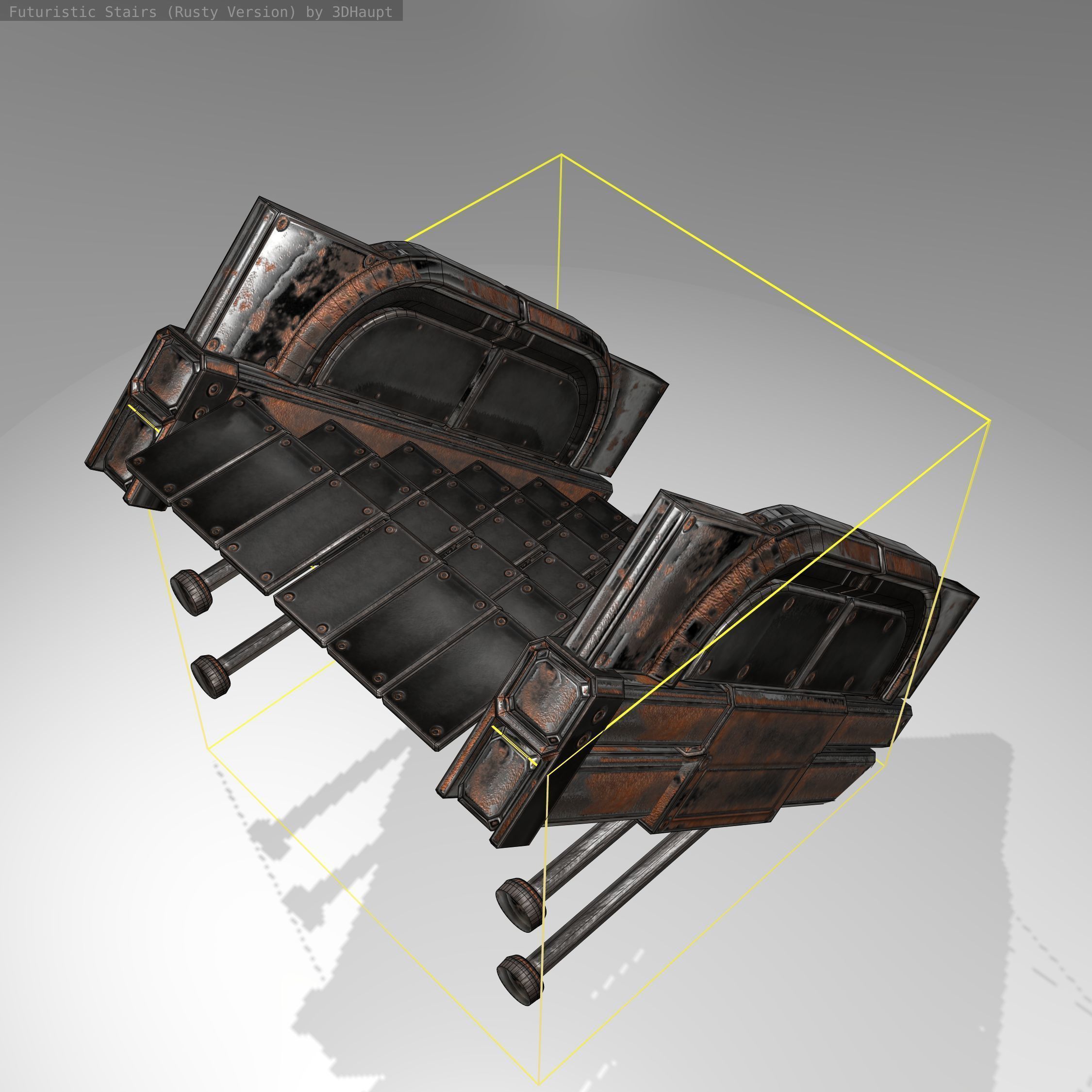 Futuristic Stairs - 21 - Rusty Textures Low-poly 3D model_17
