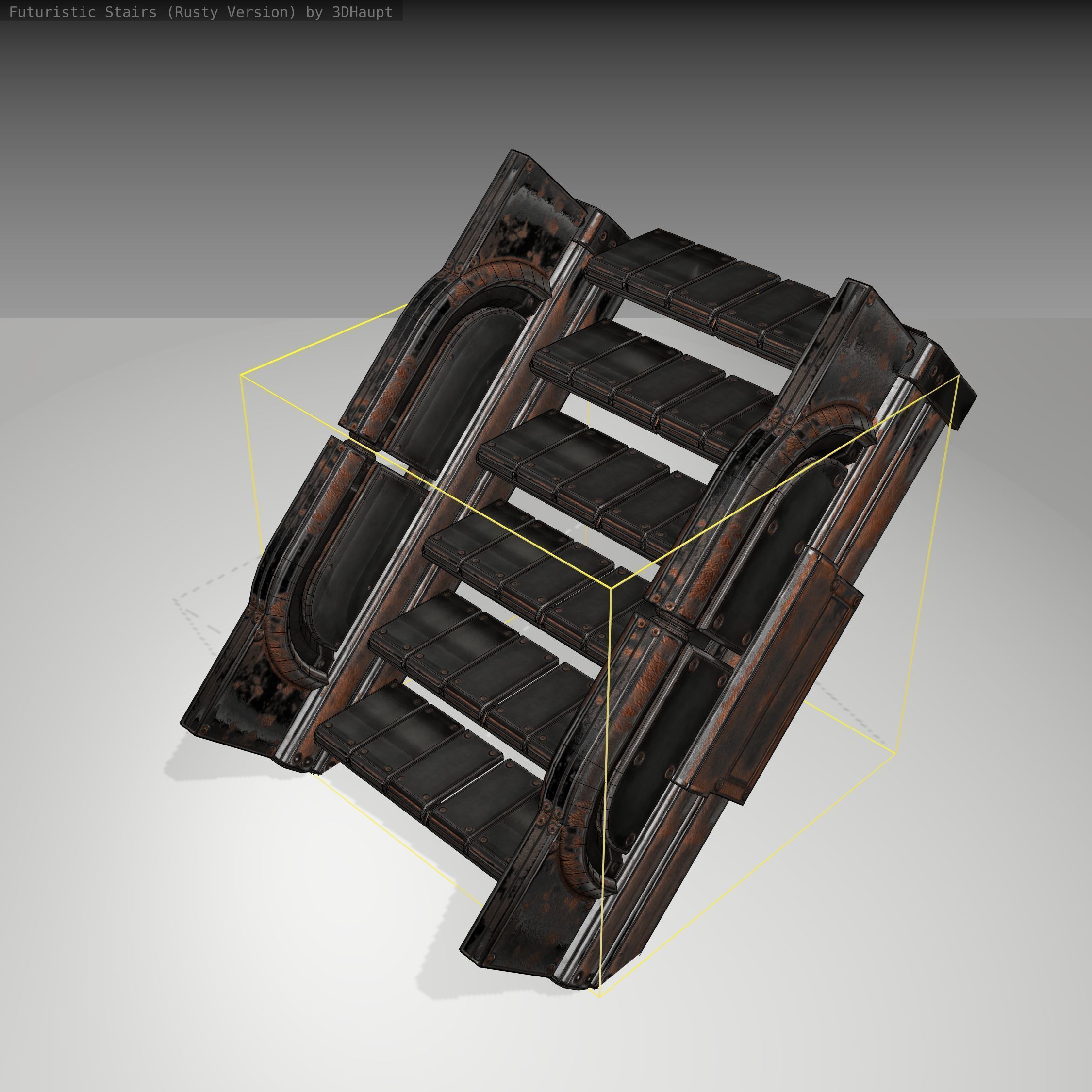 Futuristic Stairs - 21 - Rusty Textures Low-poly 3D model_24