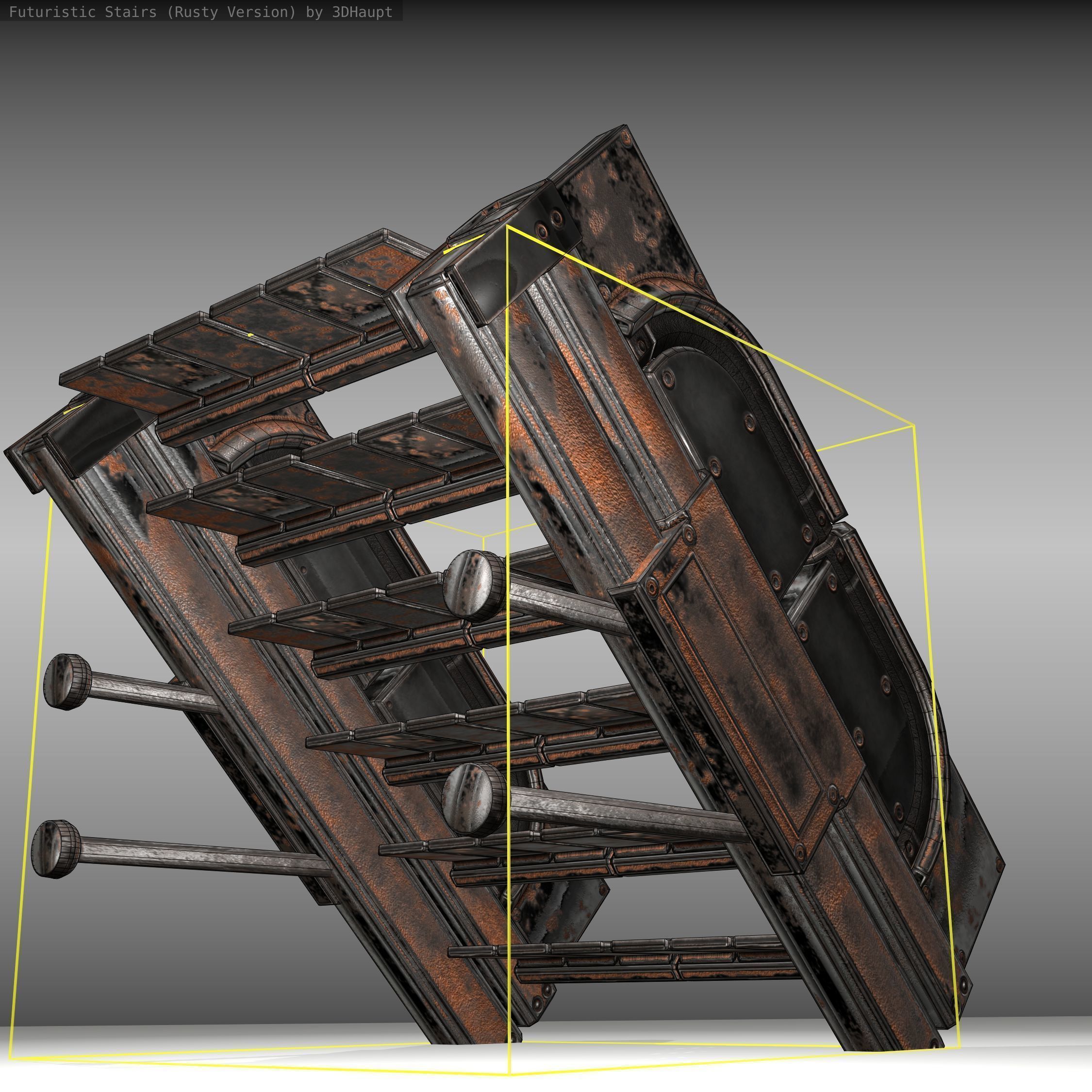 Futuristic Stairs - 21 - Rusty Textures Low-poly 3D model_20