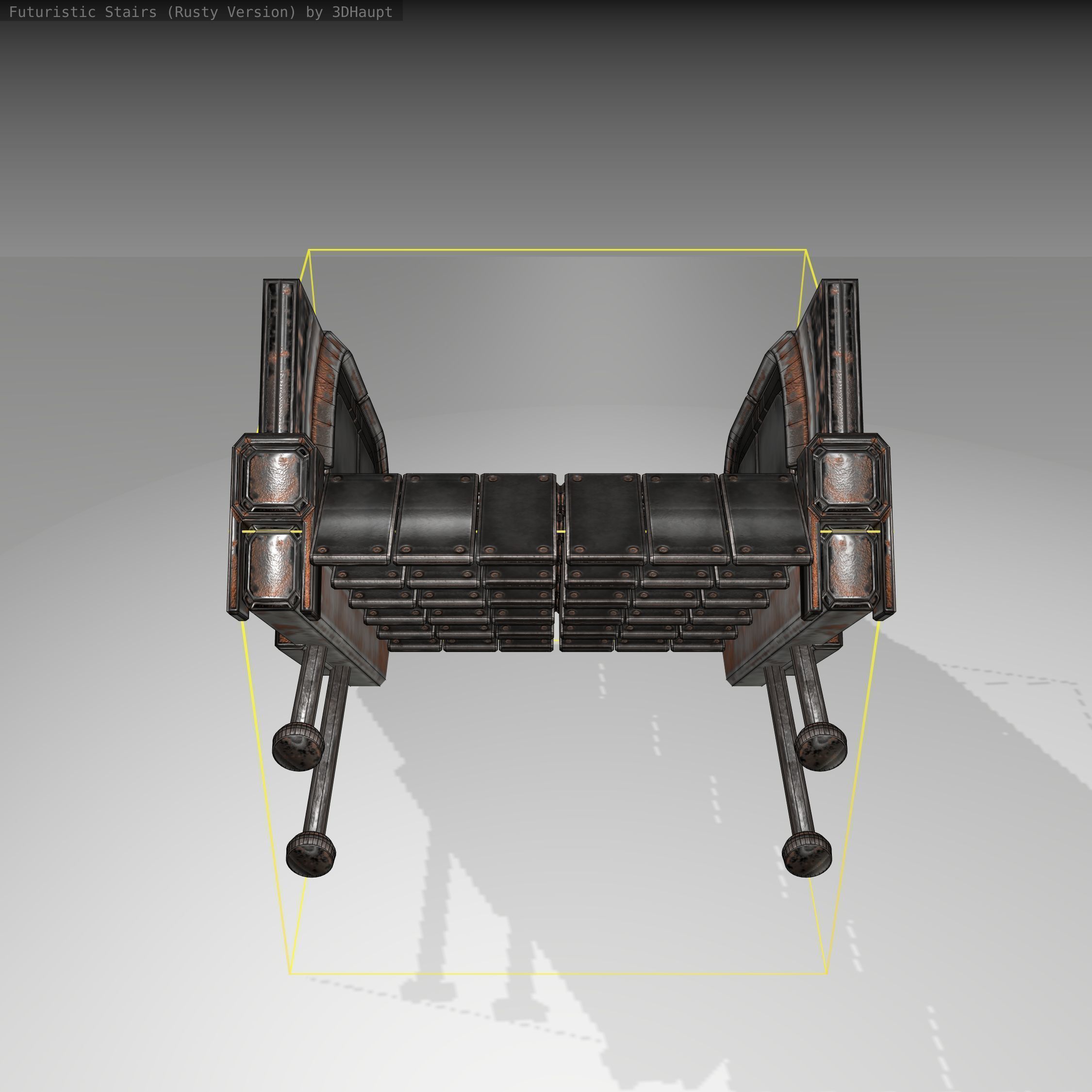 Futuristic Stairs - 21 - Rusty Textures Low-poly 3D model_2