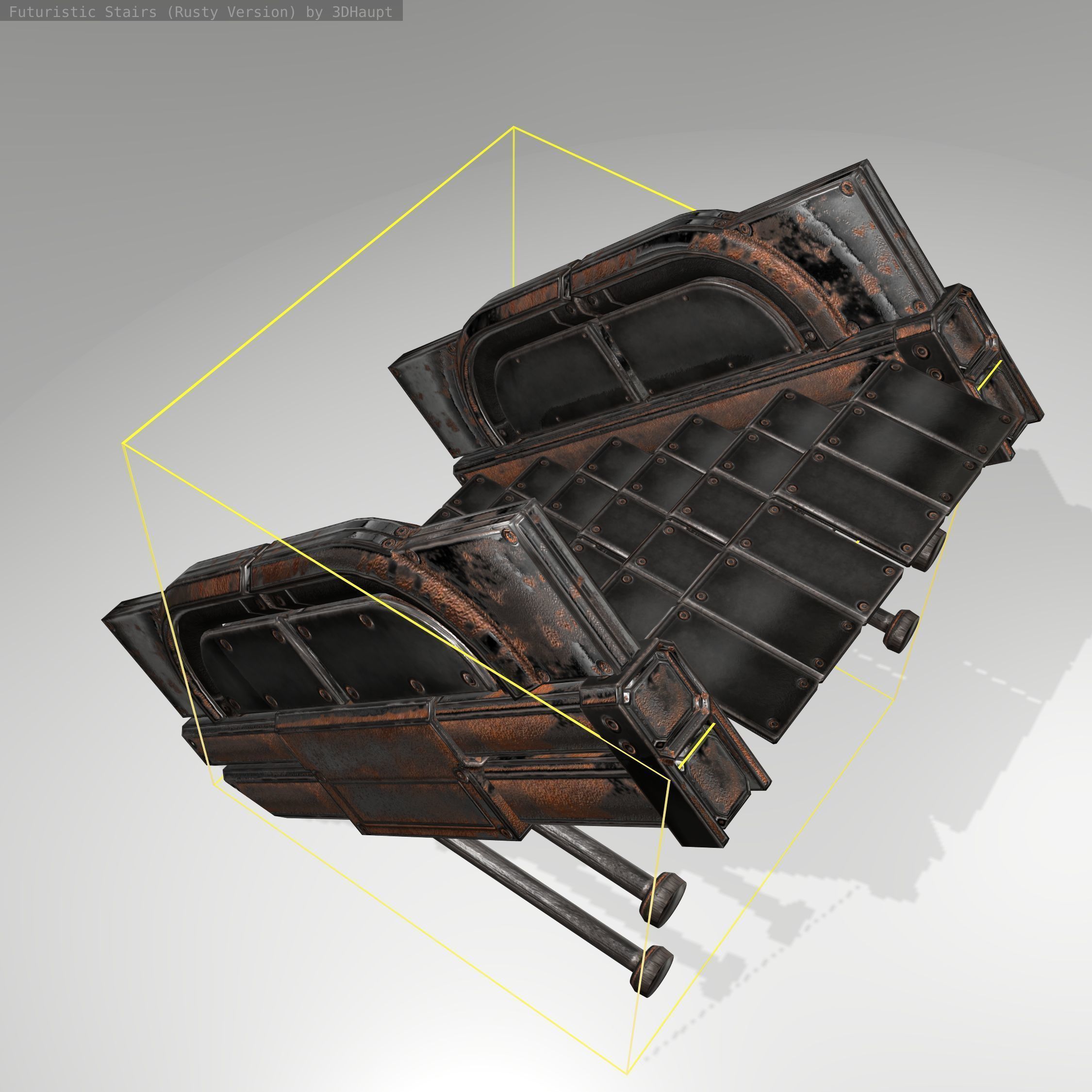 Futuristic Stairs - 21 - Rusty Textures Low-poly 3D model_16