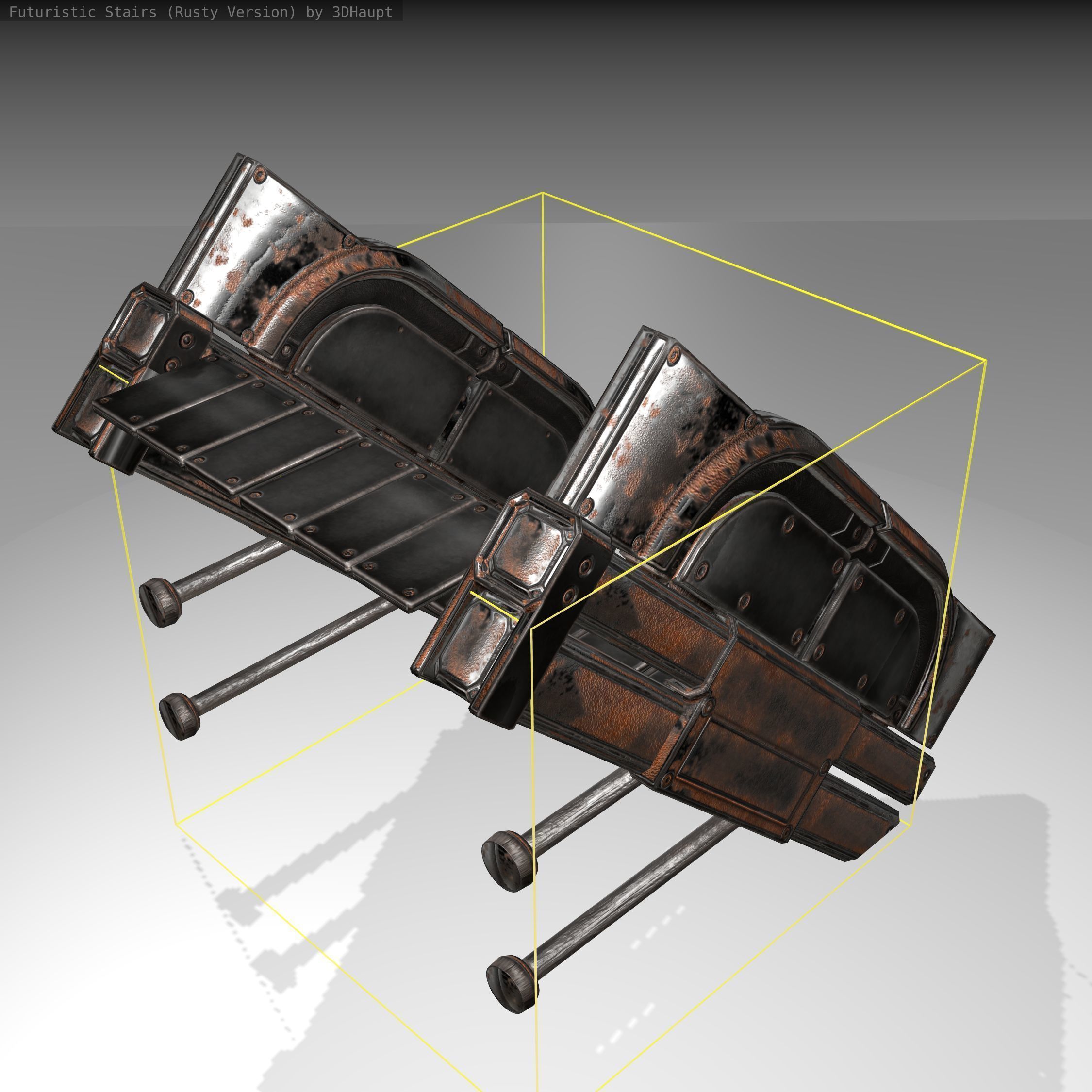 Futuristic Stairs - 21 - Rusty Textures Low-poly 3D model_3