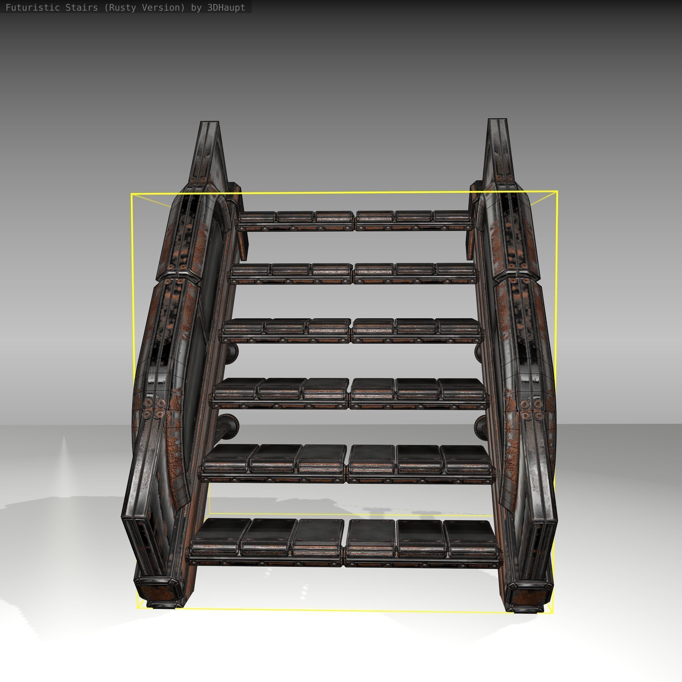 Futuristic Stairs - 21 - Rusty Textures Low-poly 3D model_13