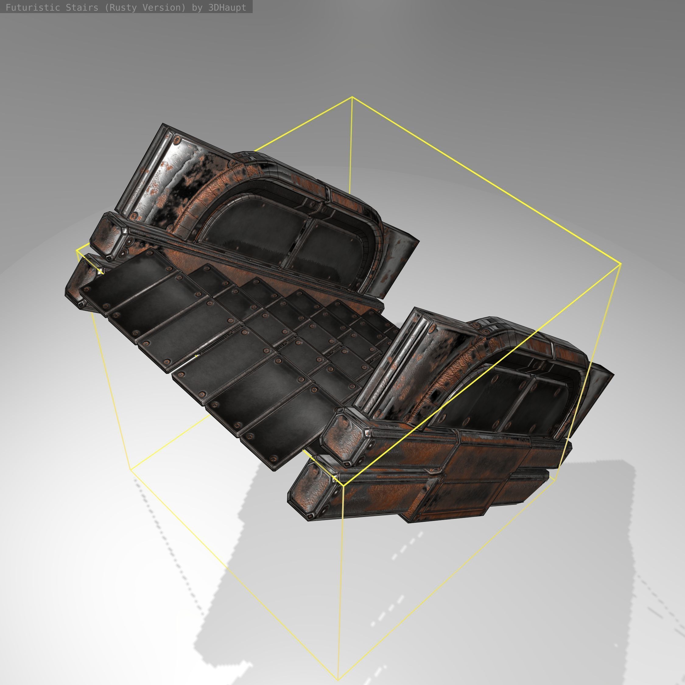 Futuristic Stairs - 23 - Rusty Textures Low-poly 3D model_17