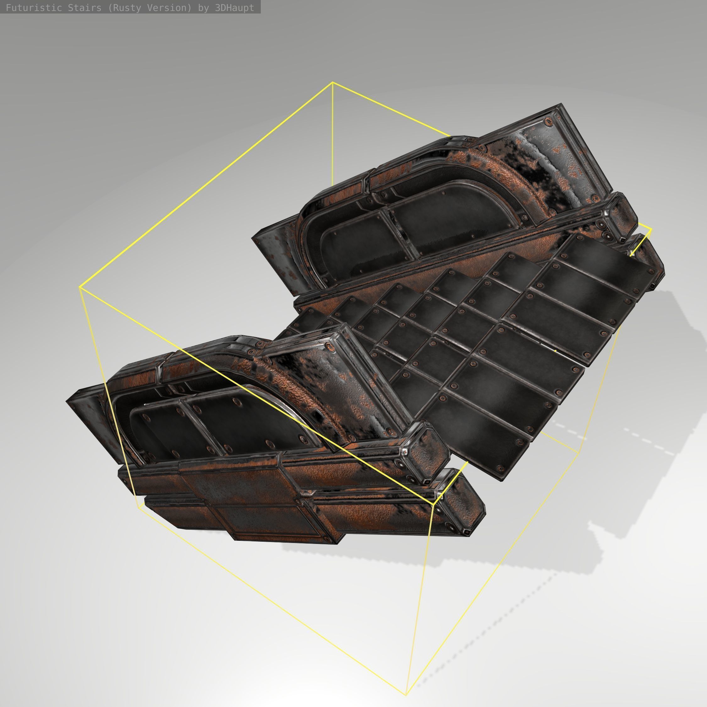 Futuristic Stairs - 23 - Rusty Textures Low-poly 3D model_16