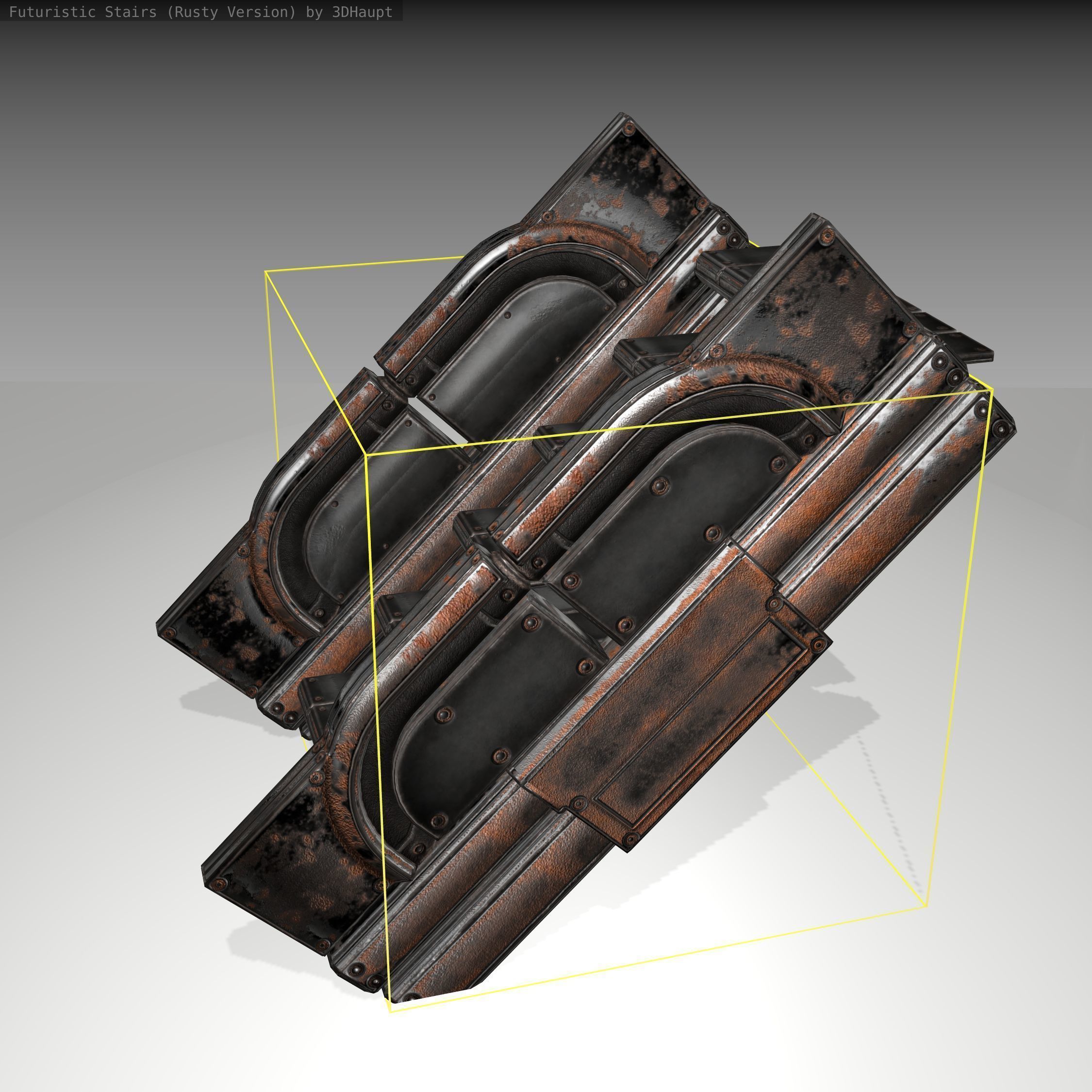 Futuristic Stairs - 23 - Rusty Textures Low-poly 3D model_23