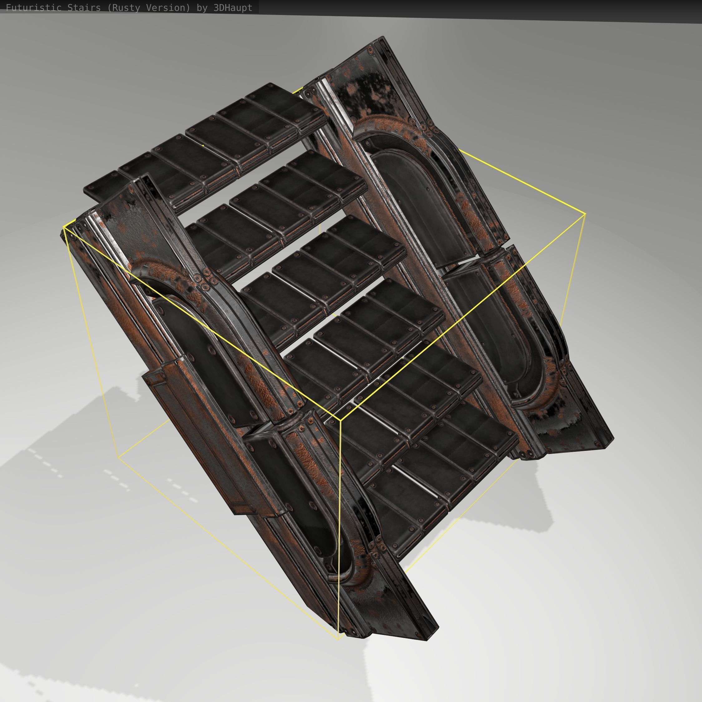 Futuristic Stairs - 23 - Rusty Textures Low-poly 3D model_18