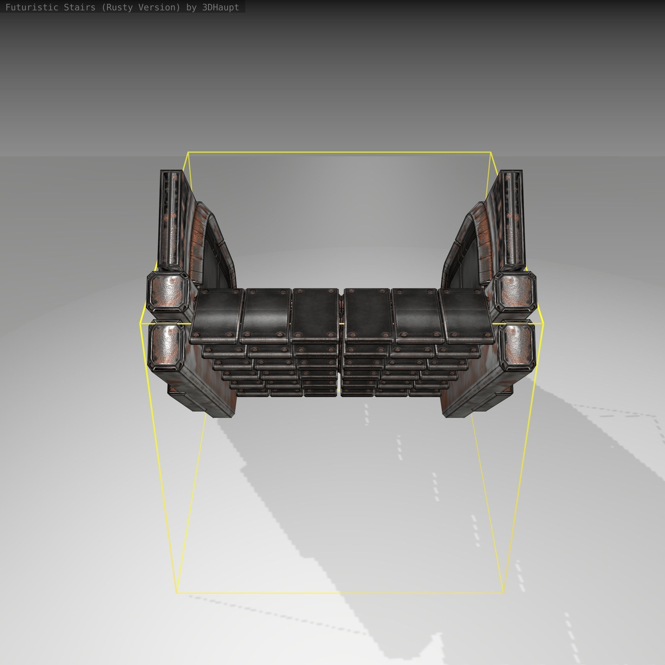 Futuristic Stairs - 23 - Rusty Textures Low-poly 3D model_2