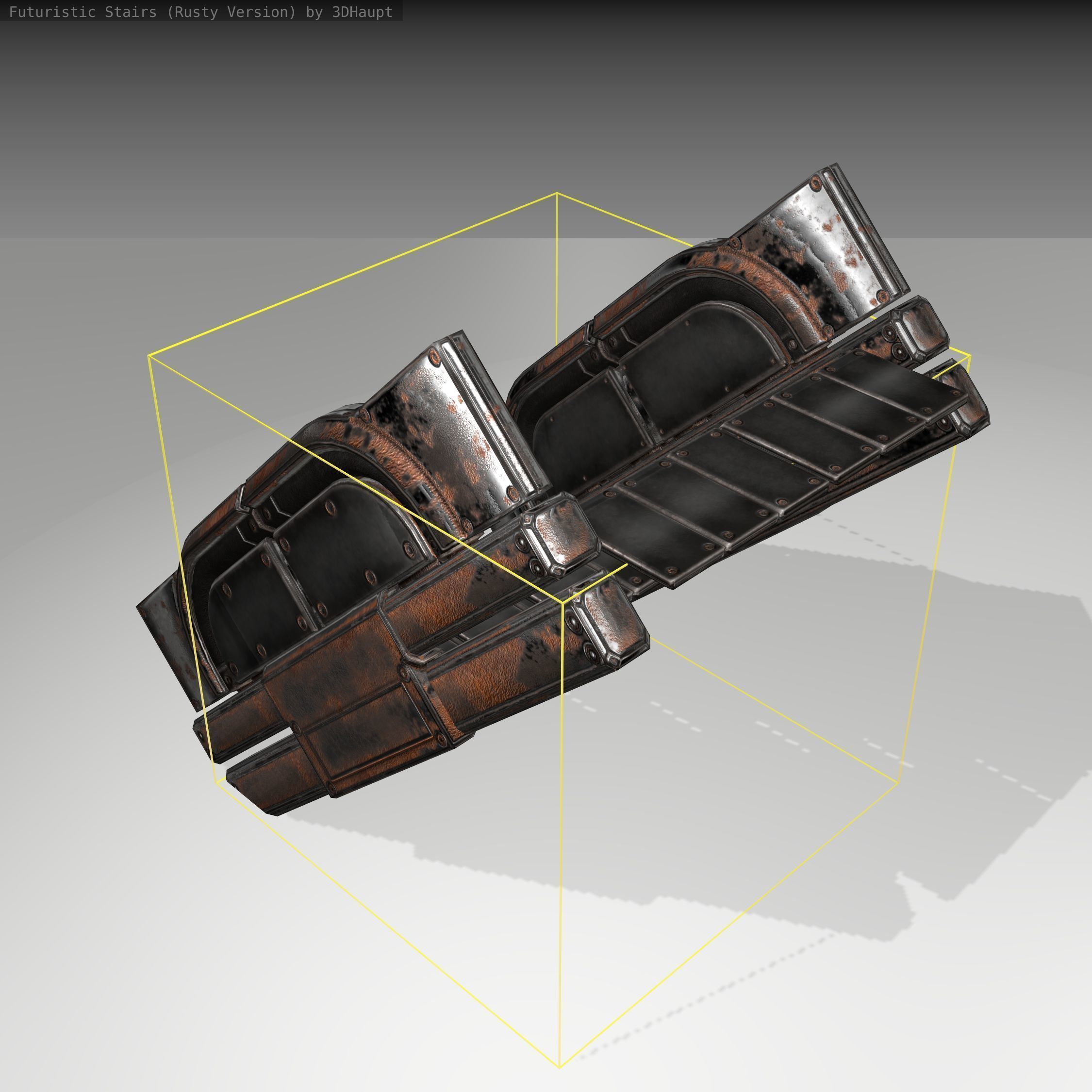 Futuristic Stairs - 23 - Rusty Textures Low-poly 3D model_1