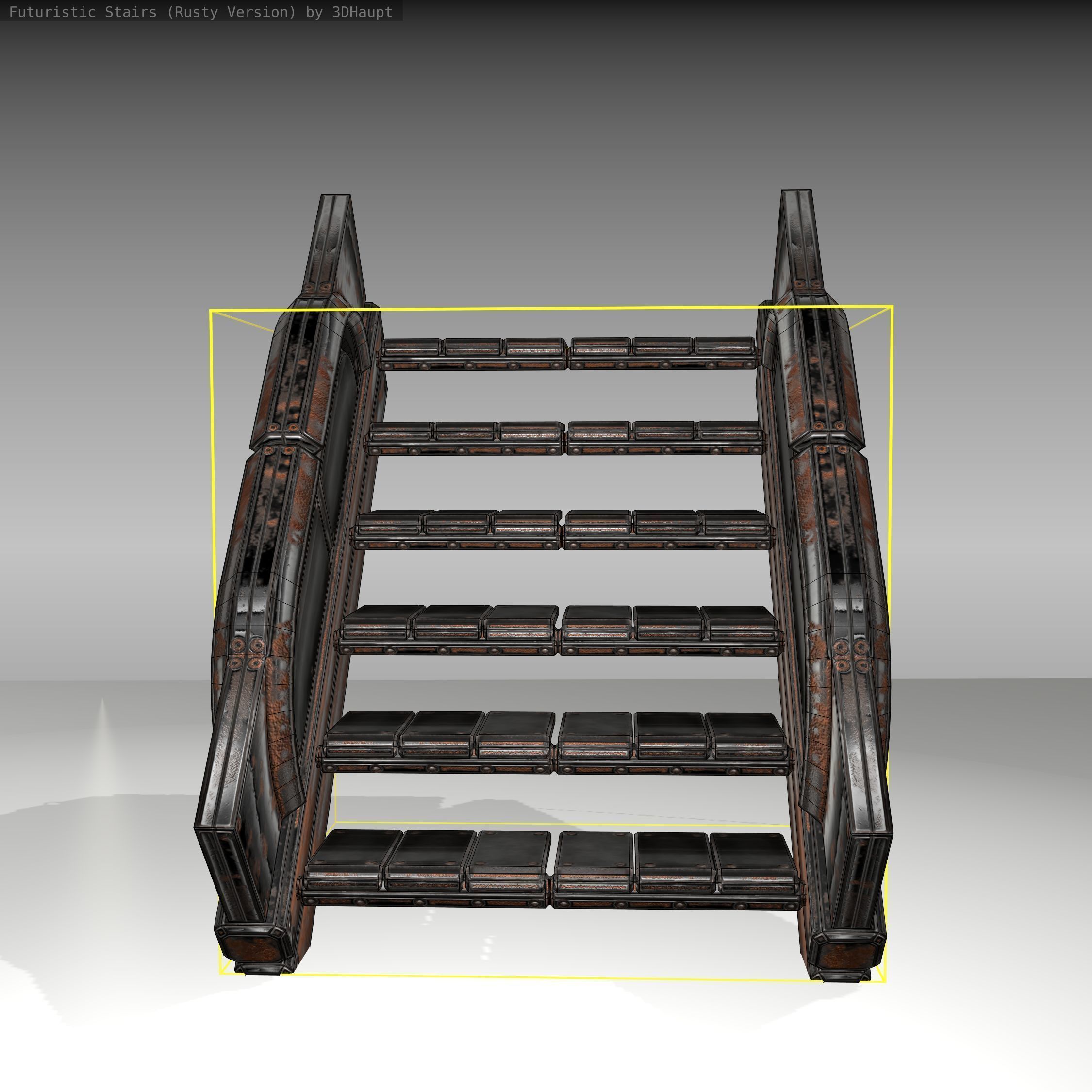 Futuristic Stairs - 23 - Rusty Textures Low-poly 3D model_13