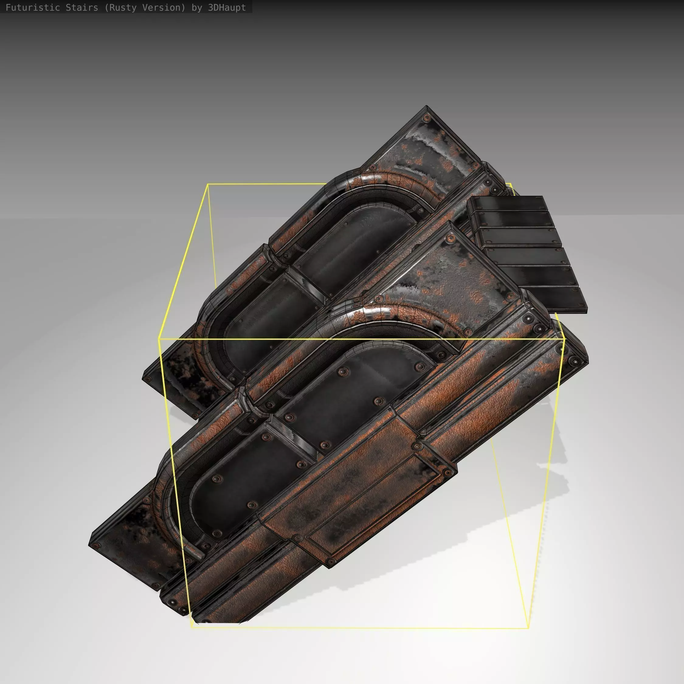 Futuristic Stairs - 23 - Rusty Textures Low-poly 3D model_0