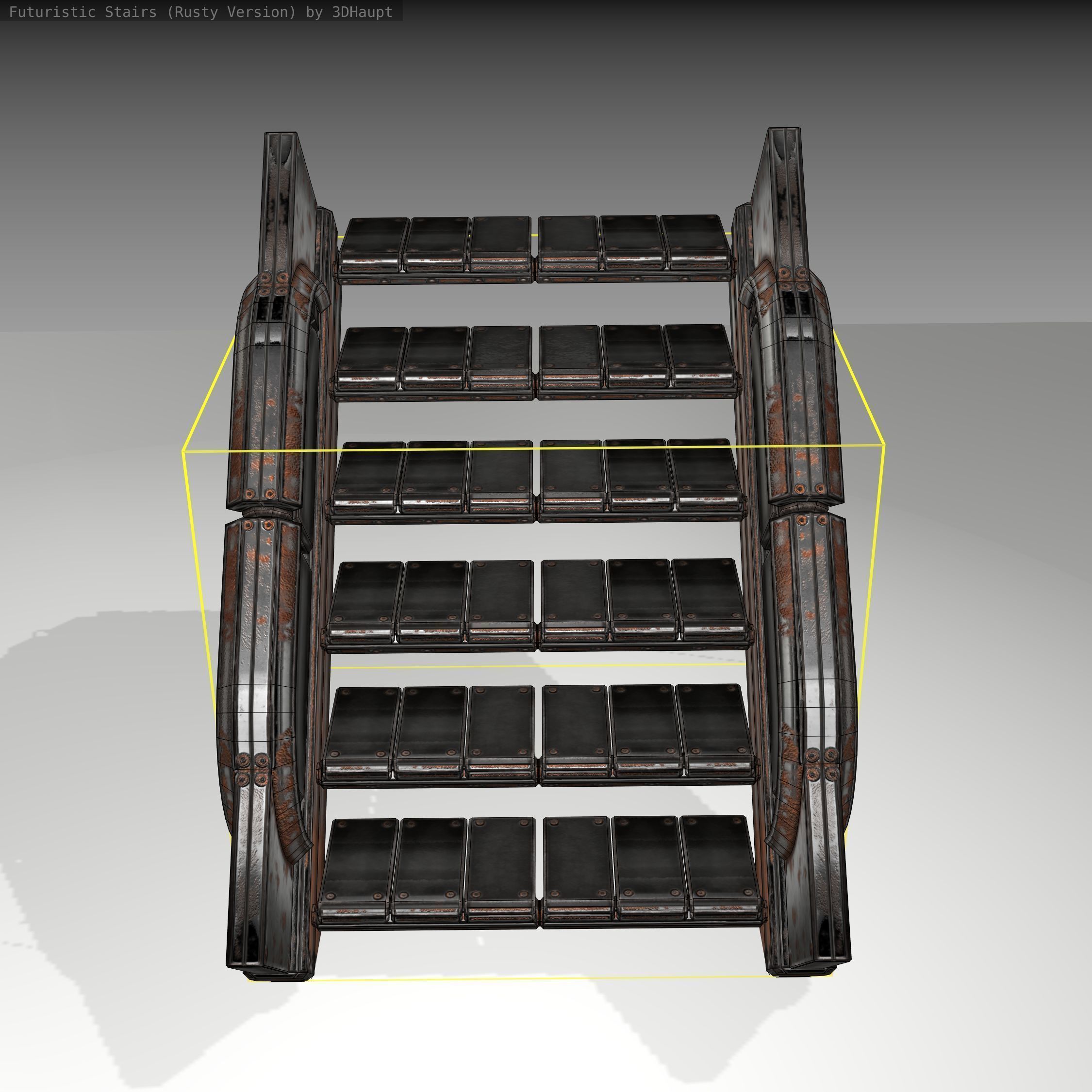 Futuristic Stairs - 23 - Rusty Textures Low-poly 3D model_6