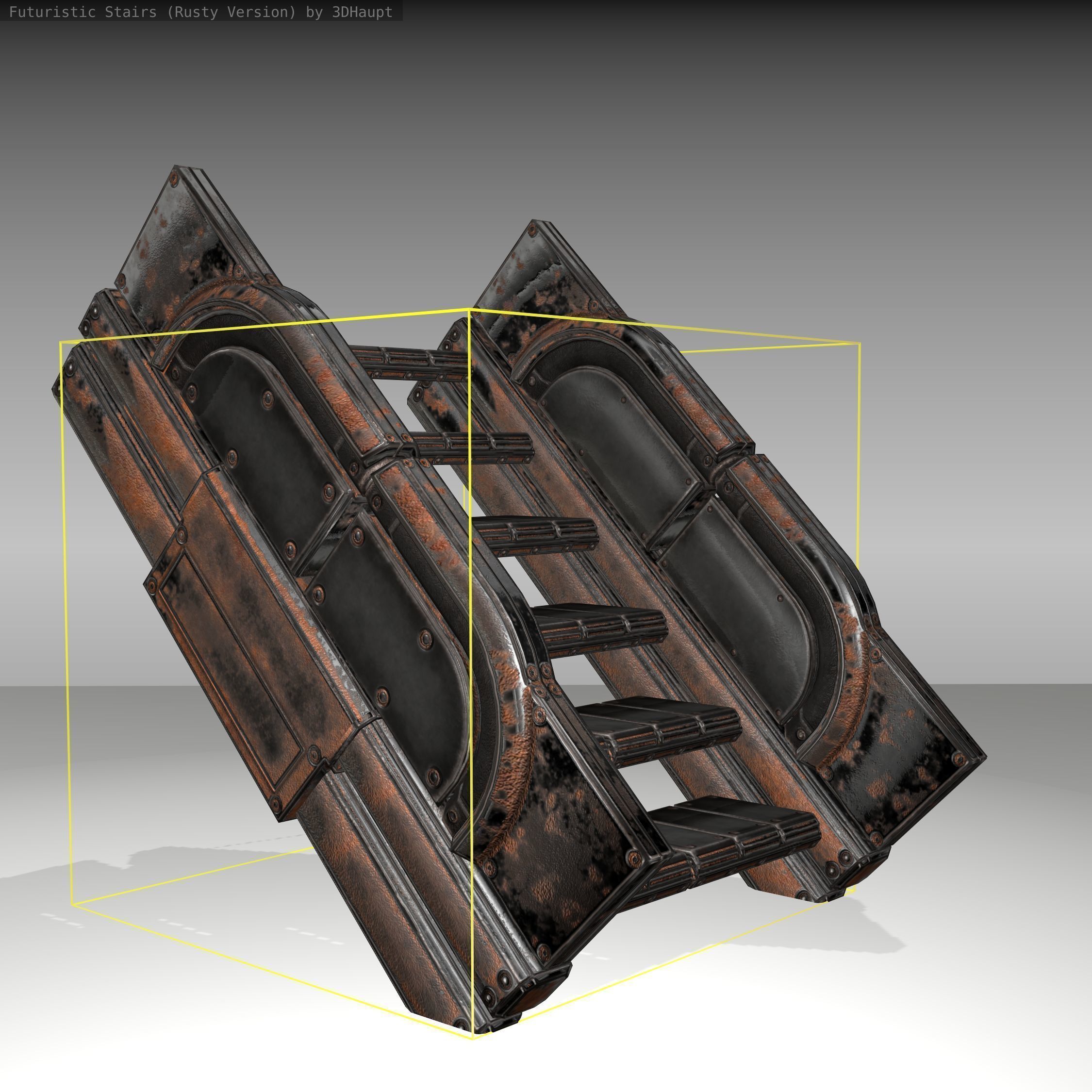 Futuristic Stairs - 23 - Rusty Textures Low-poly 3D model_12