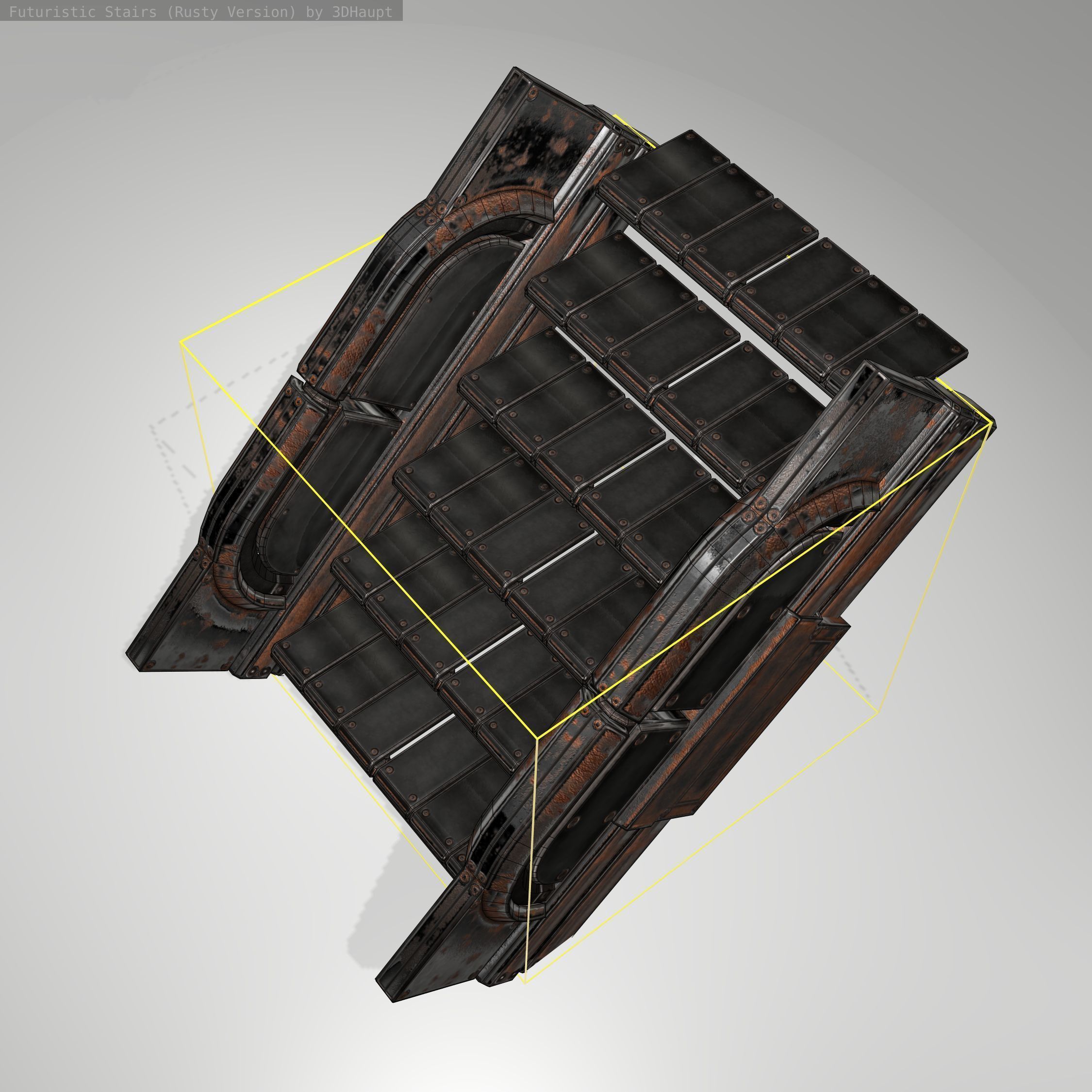 Futuristic Stairs - 23 - Rusty Textures Low-poly 3D model_15