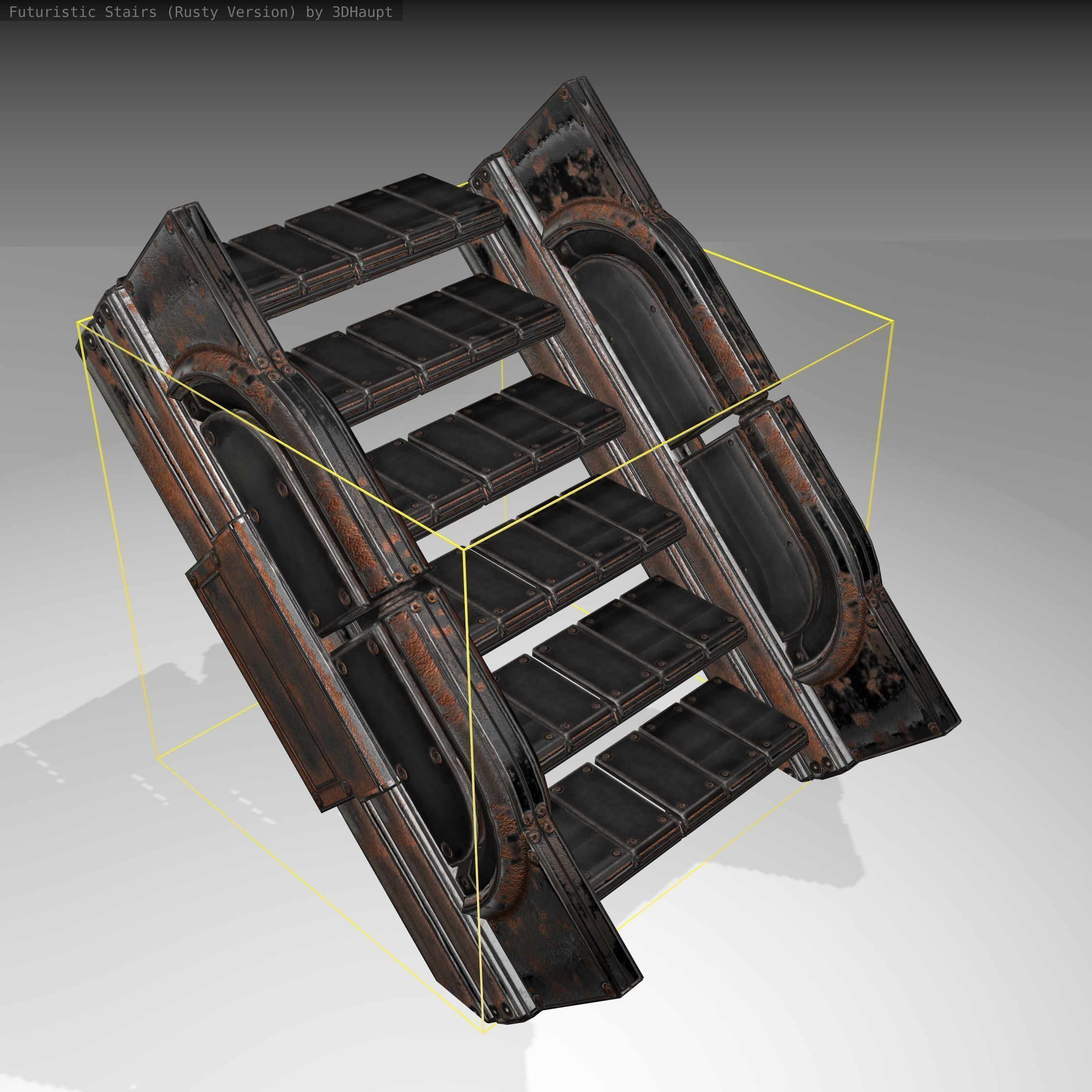 Futuristic Stairs - 23 - Rusty Textures Low-poly 3D model_5