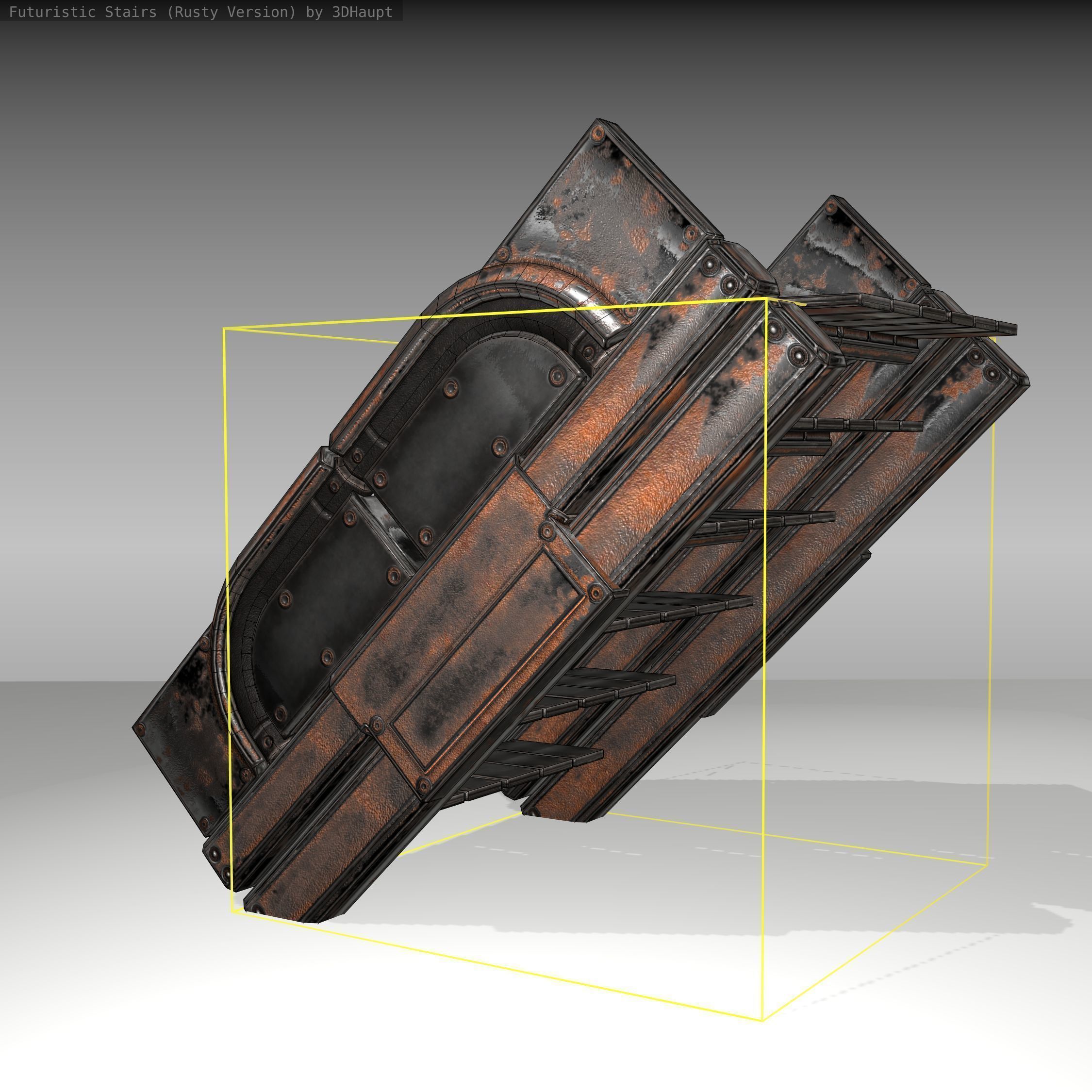 Futuristic Stairs - 23 - Rusty Textures Low-poly 3D model_9