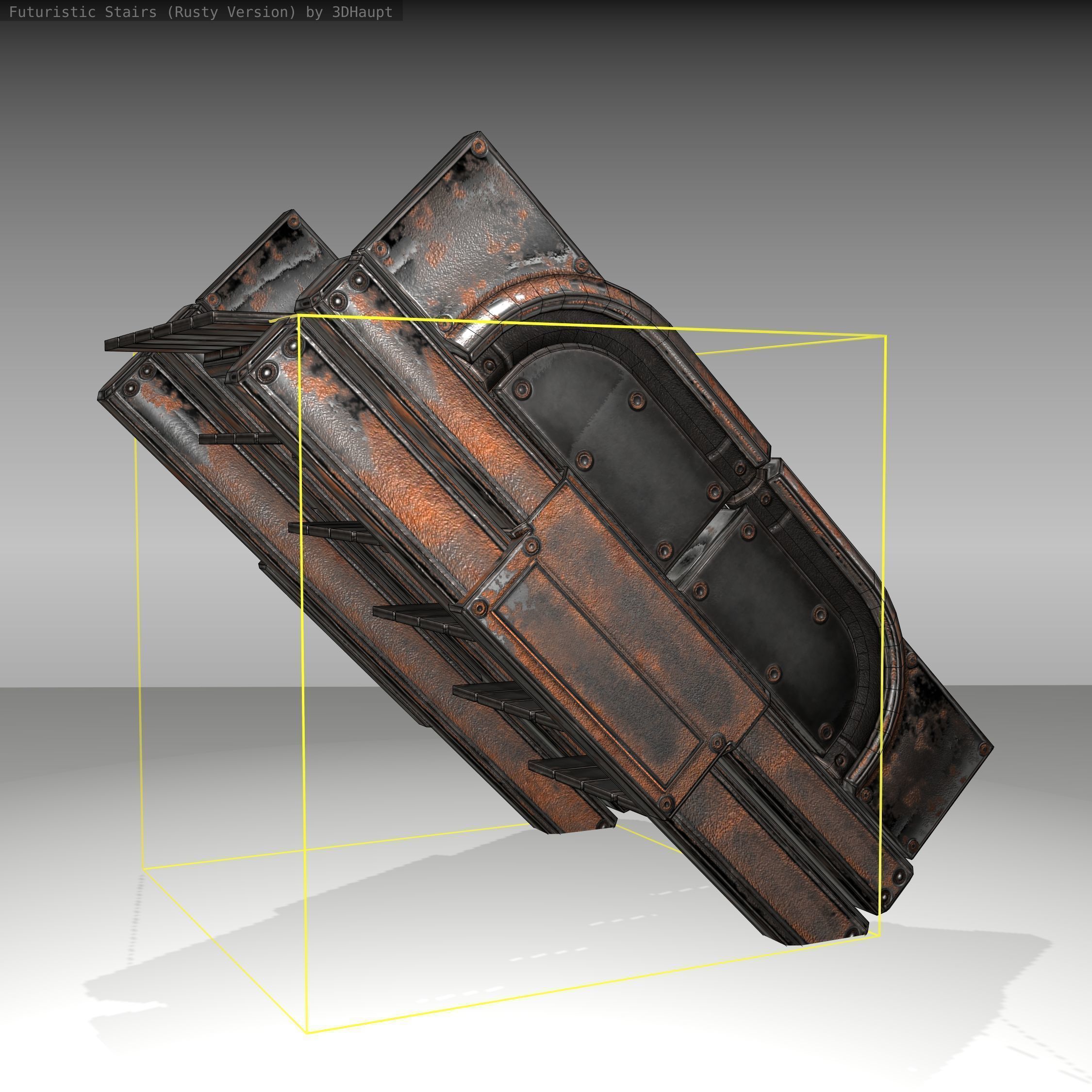 Futuristic Stairs - 23 - Rusty Textures Low-poly 3D model_11