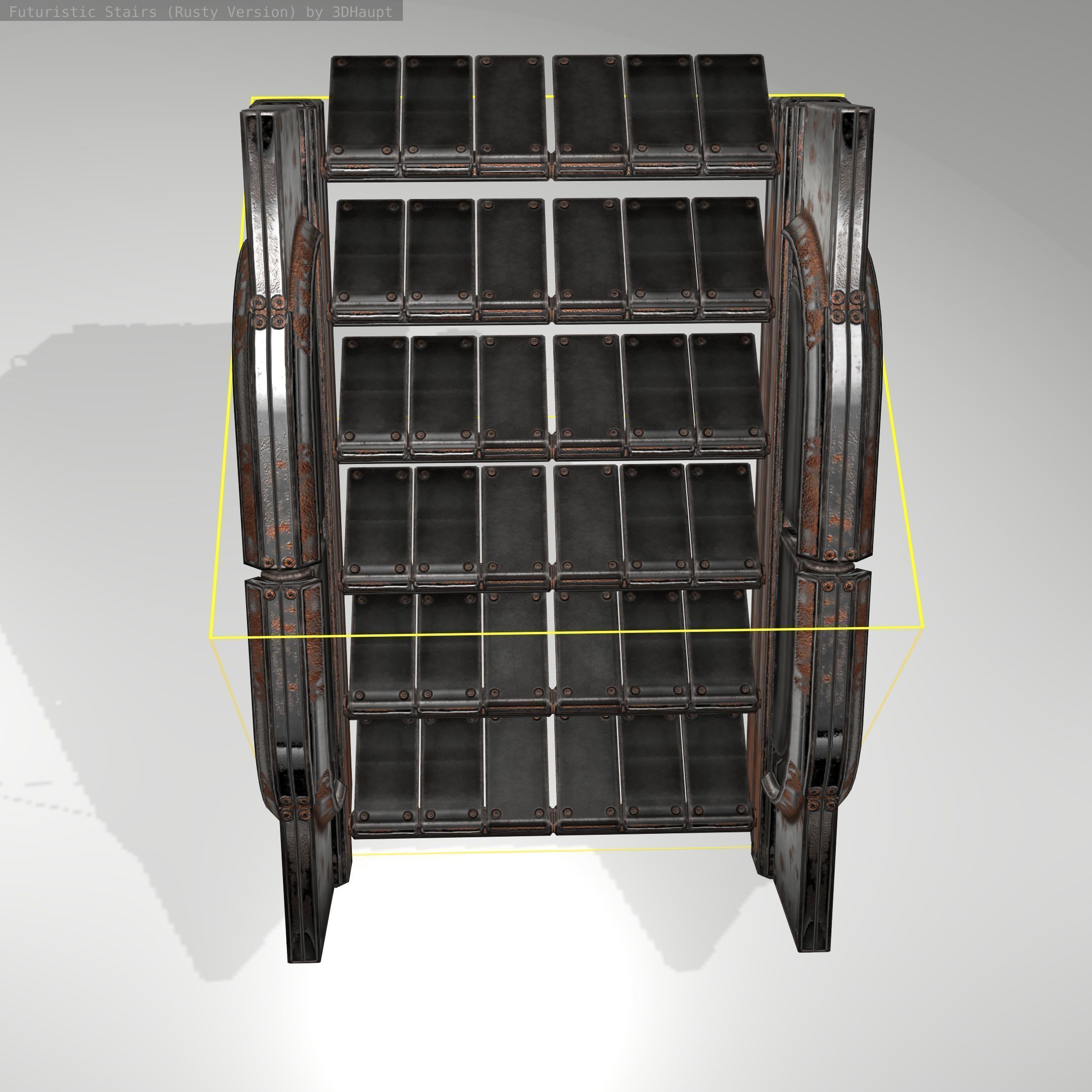 Futuristic Stairs - 23 - Rusty Textures Low-poly 3D model_14