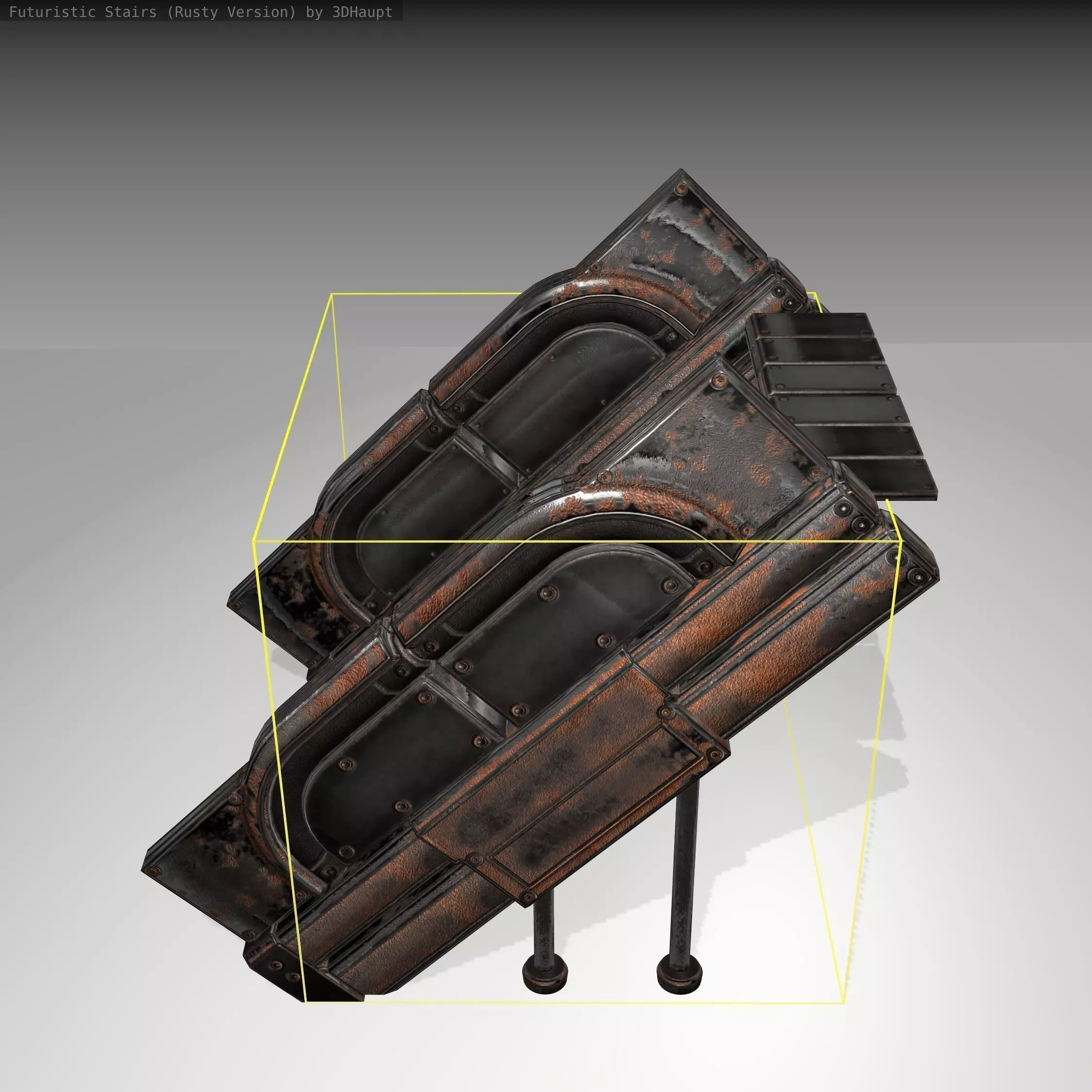 Futuristic Stairs - 24 - Rusty Textures Low-poly 3D model_0