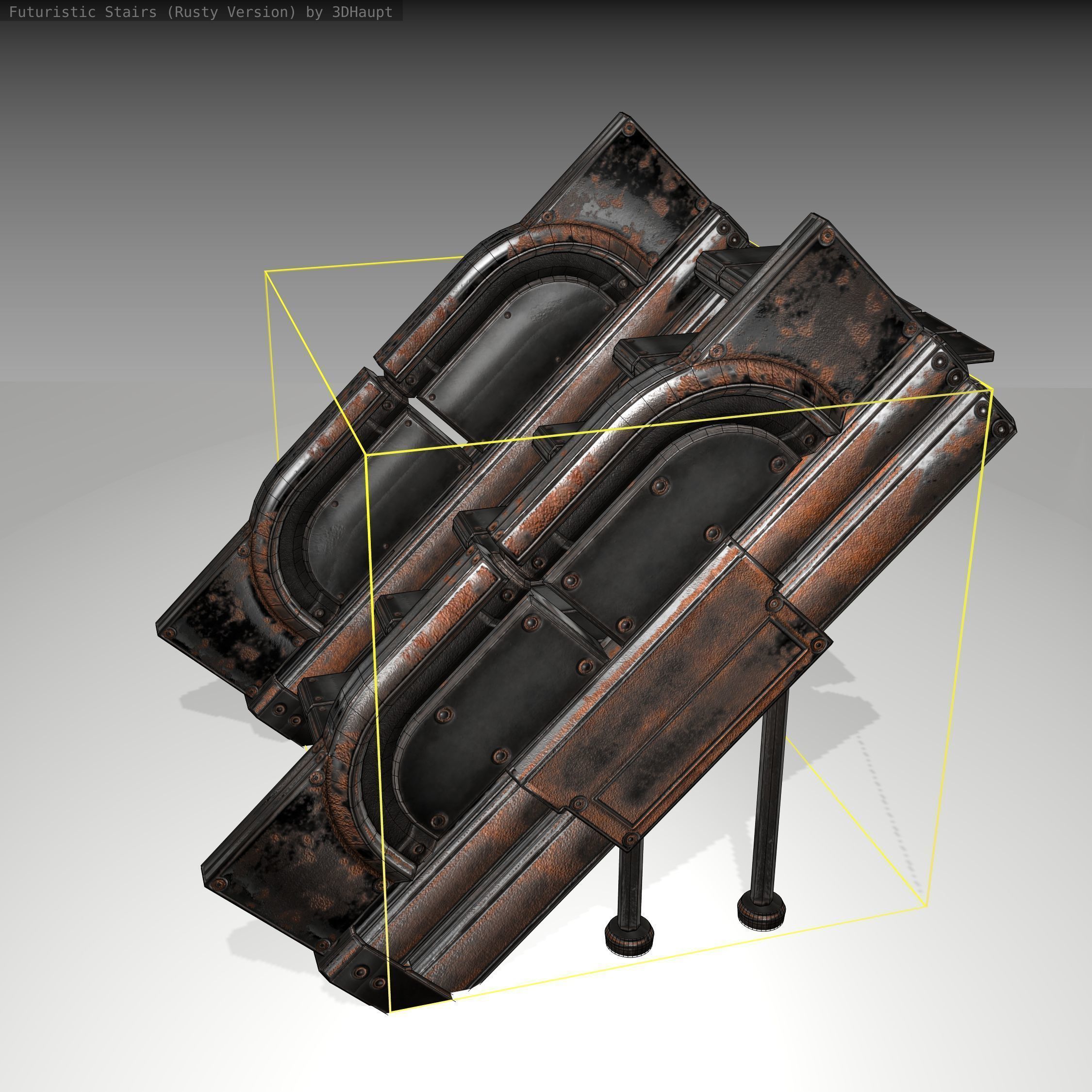 Futuristic Stairs - 24 - Rusty Textures Low-poly 3D model_23