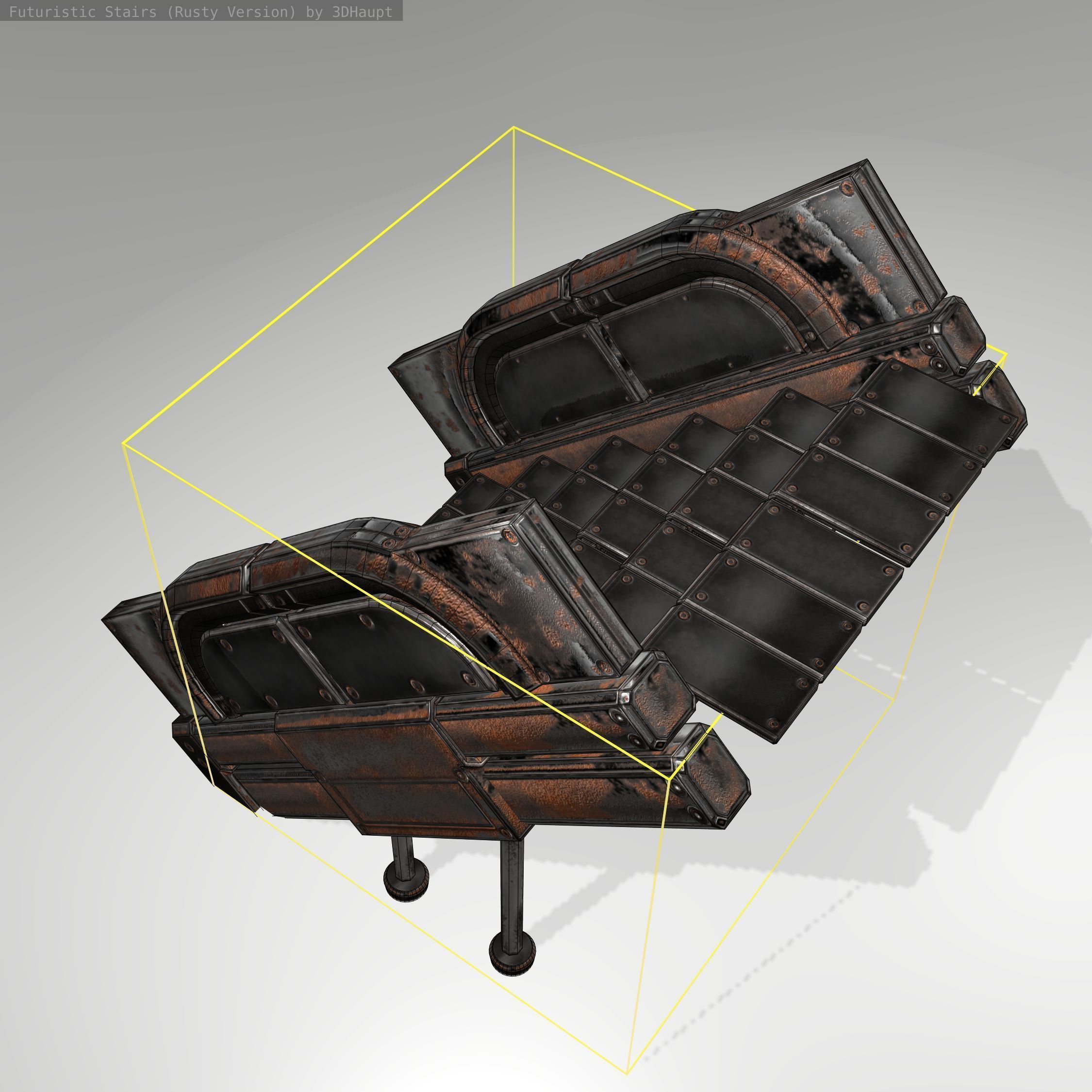 Futuristic Stairs - 24 - Rusty Textures Low-poly 3D model_16