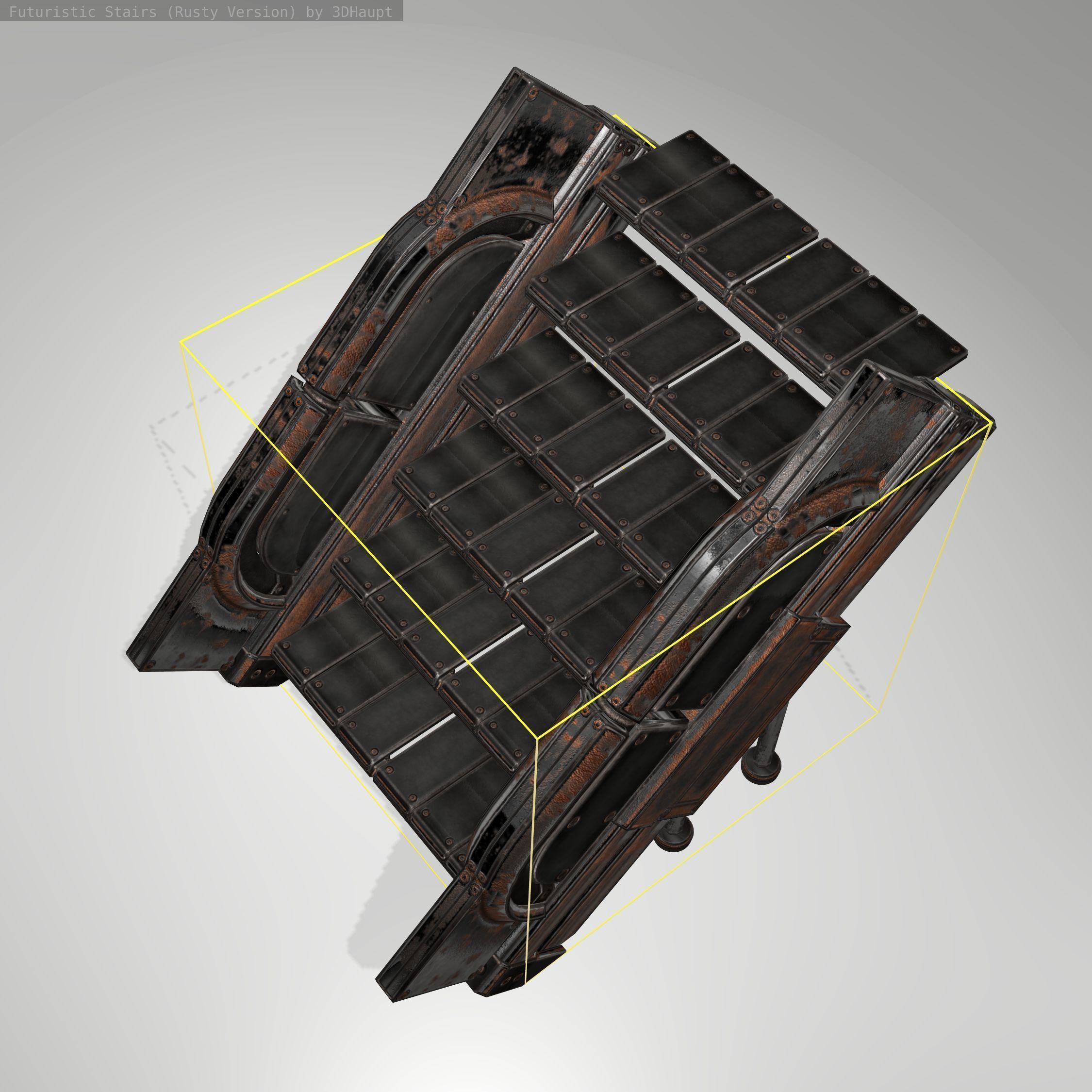 Futuristic Stairs - 24 - Rusty Textures Low-poly 3D model_15