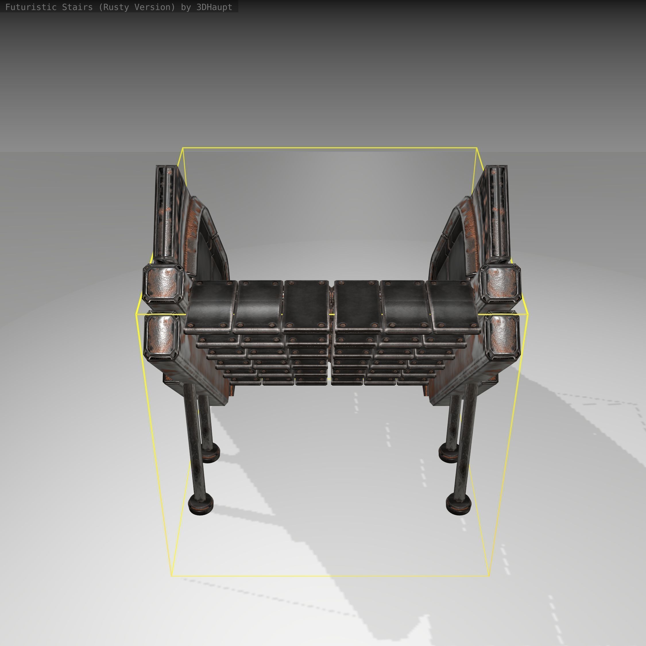 Futuristic Stairs - 24 - Rusty Textures Low-poly 3D model_2