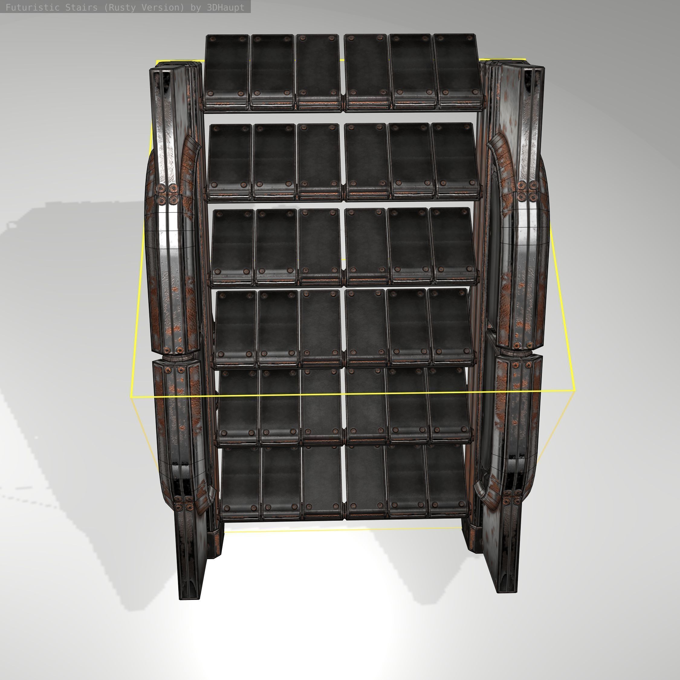 Futuristic Stairs - 24 - Rusty Textures Low-poly 3D model_14