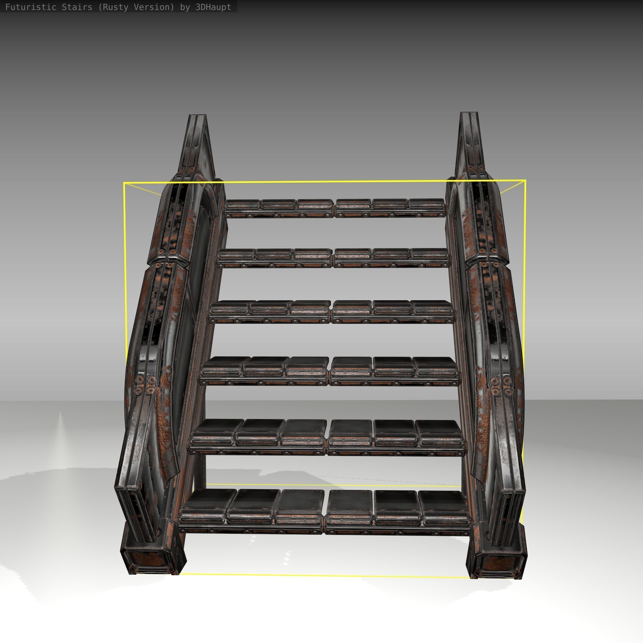 Futuristic Stairs - 24 - Rusty Textures Low-poly 3D model_13