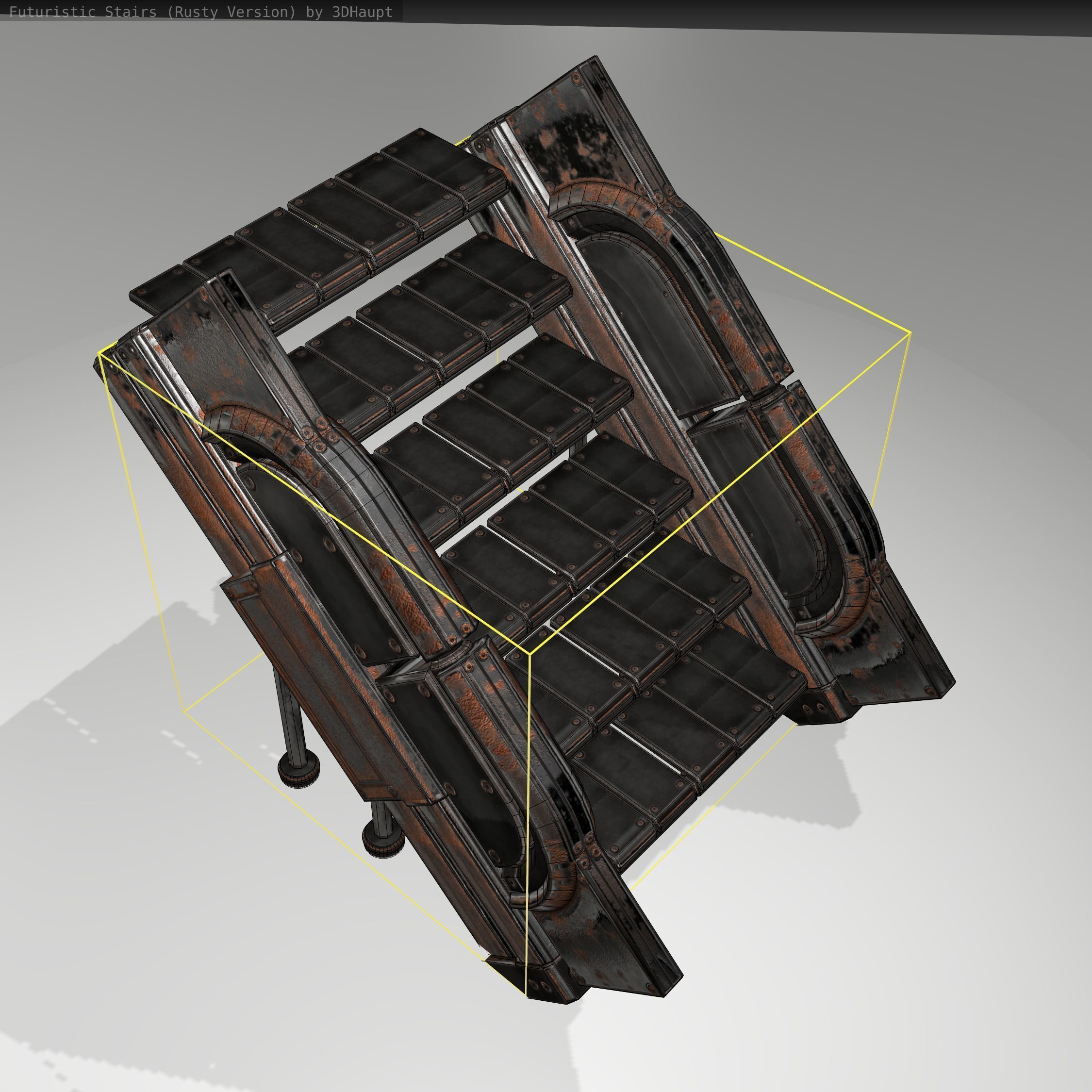 Futuristic Stairs - 24 - Rusty Textures Low-poly 3D model_18