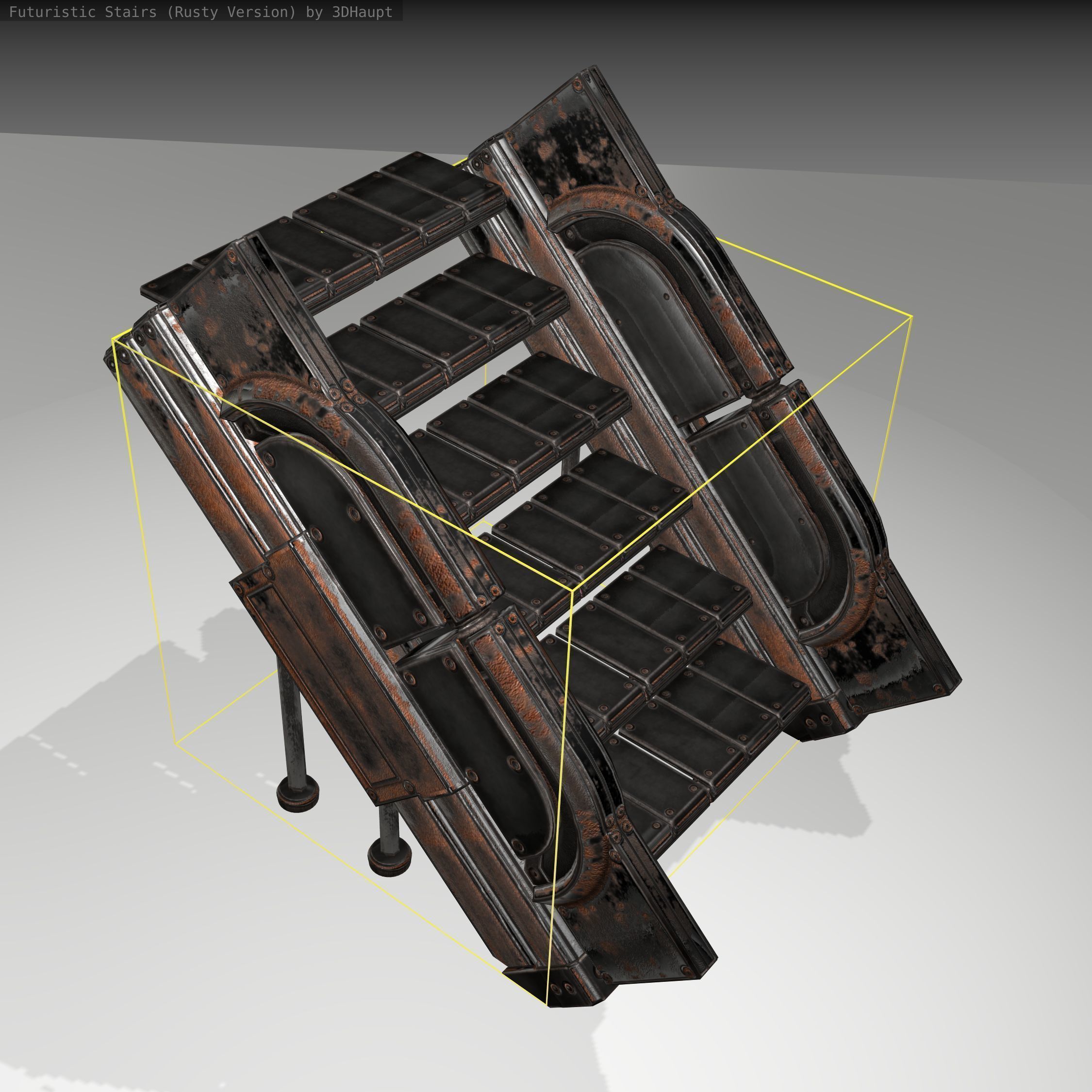 Futuristic Stairs - 24 - Rusty Textures Low-poly 3D model_19