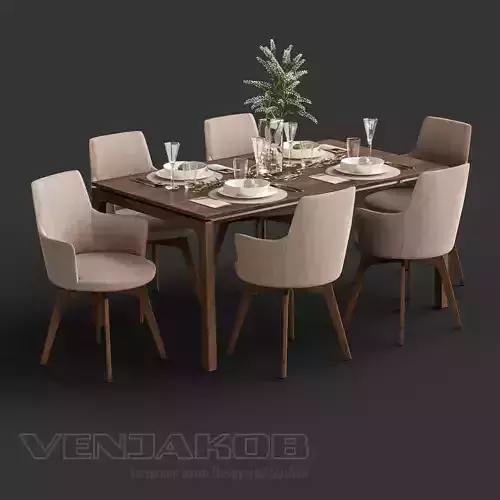 Venjakob Alexia Chair with Dining Table ET388 3D model