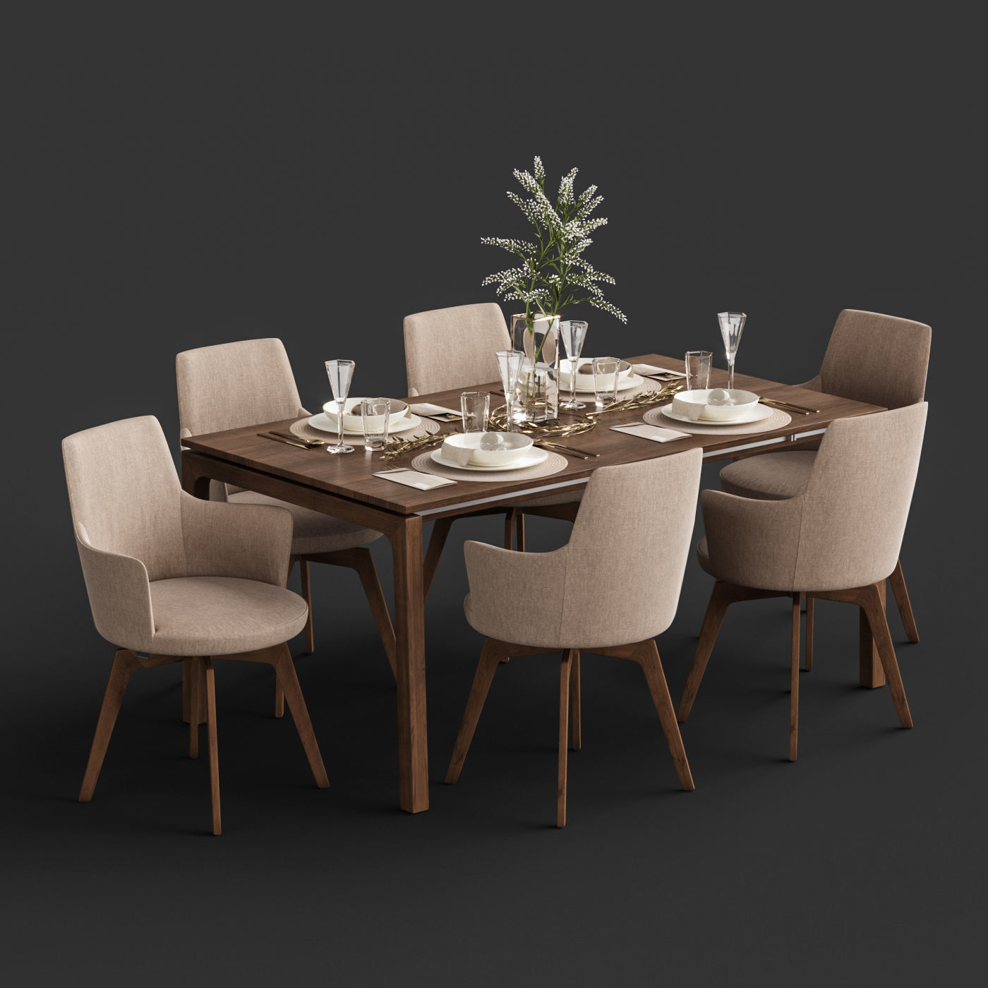 Venjakob Alexia Chair with Dining Table ET388 3D model_1