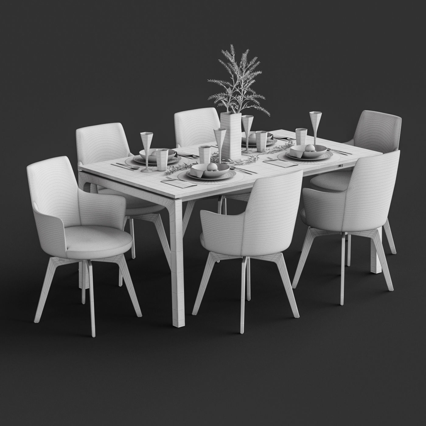 Venjakob Alexia Chair with Dining Table ET388 3D model_6