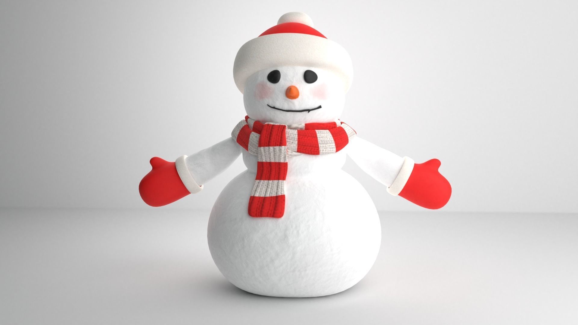 Snowman wearing scarf and hat Low-poly 3D model_5