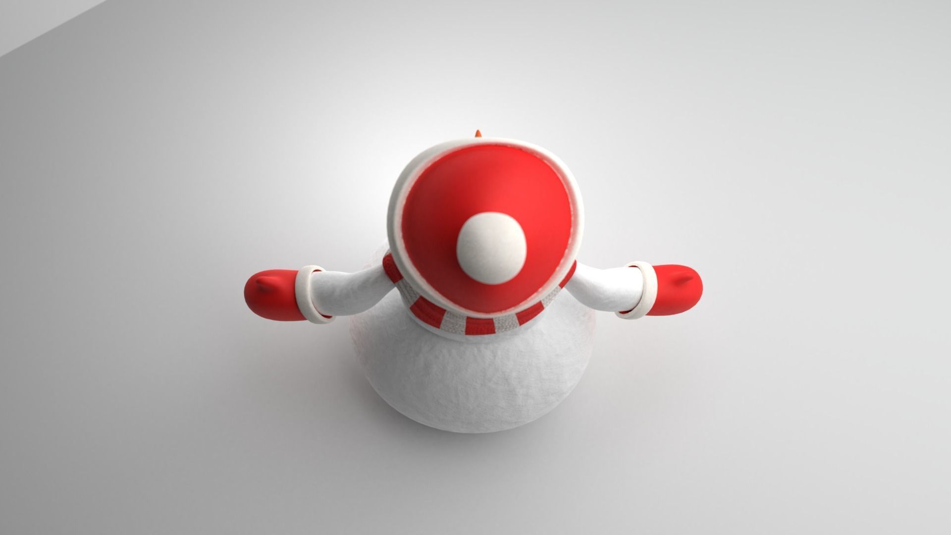 Snowman wearing scarf and hat Low-poly 3D model_18