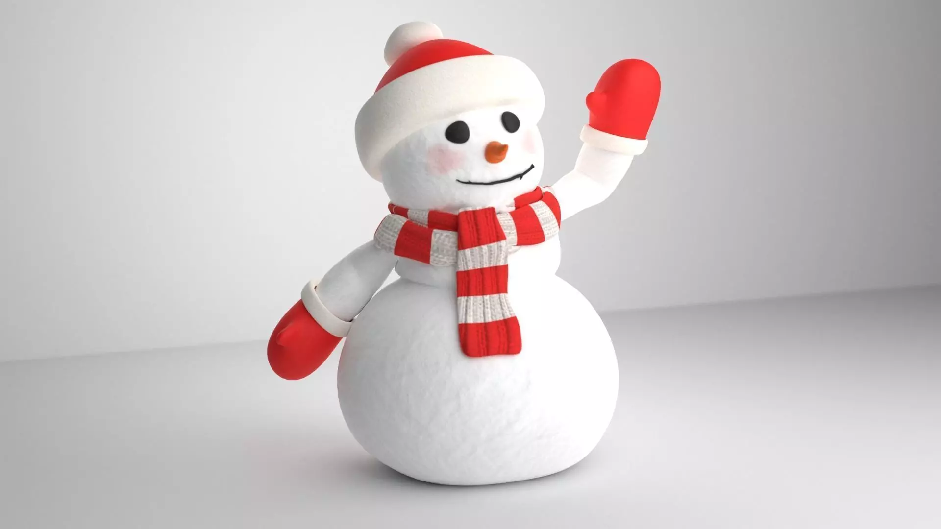 Snowman wearing scarf and hat Low-poly 3D model_0