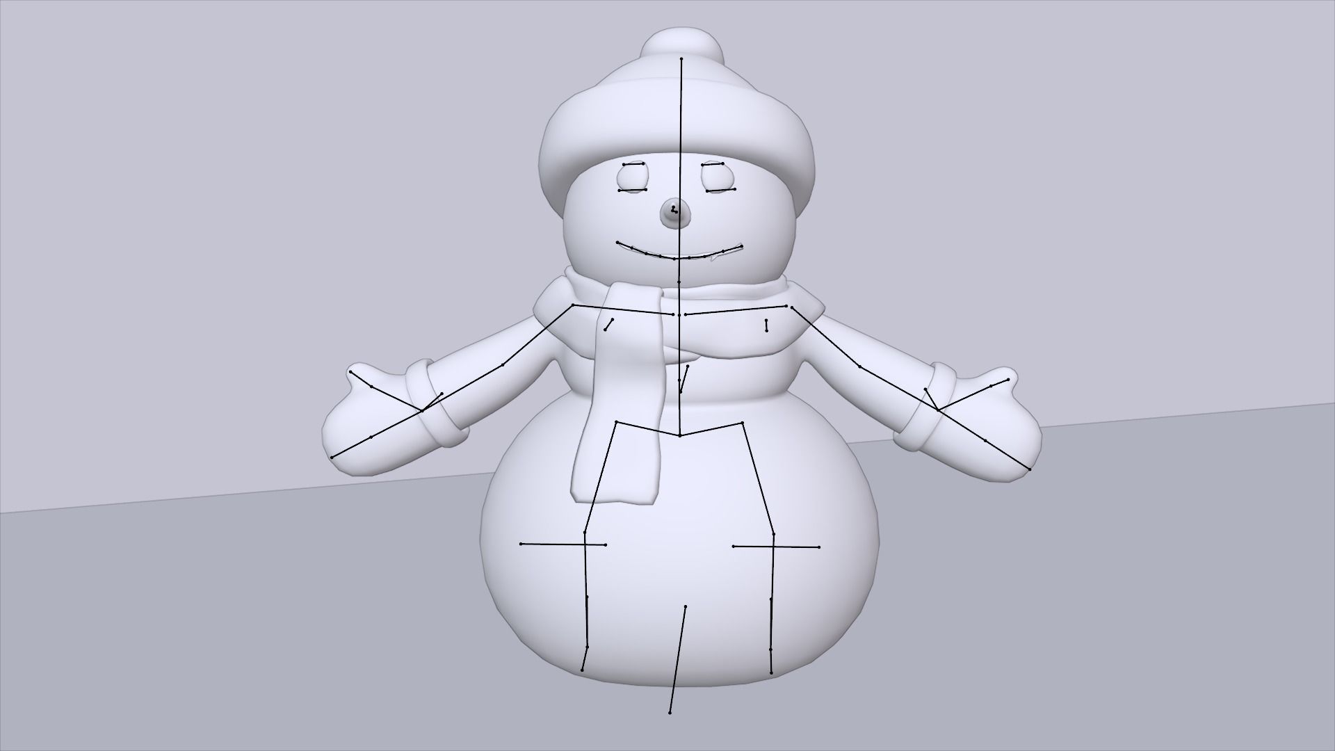 Snowman wearing scarf and hat Low-poly 3D model_8
