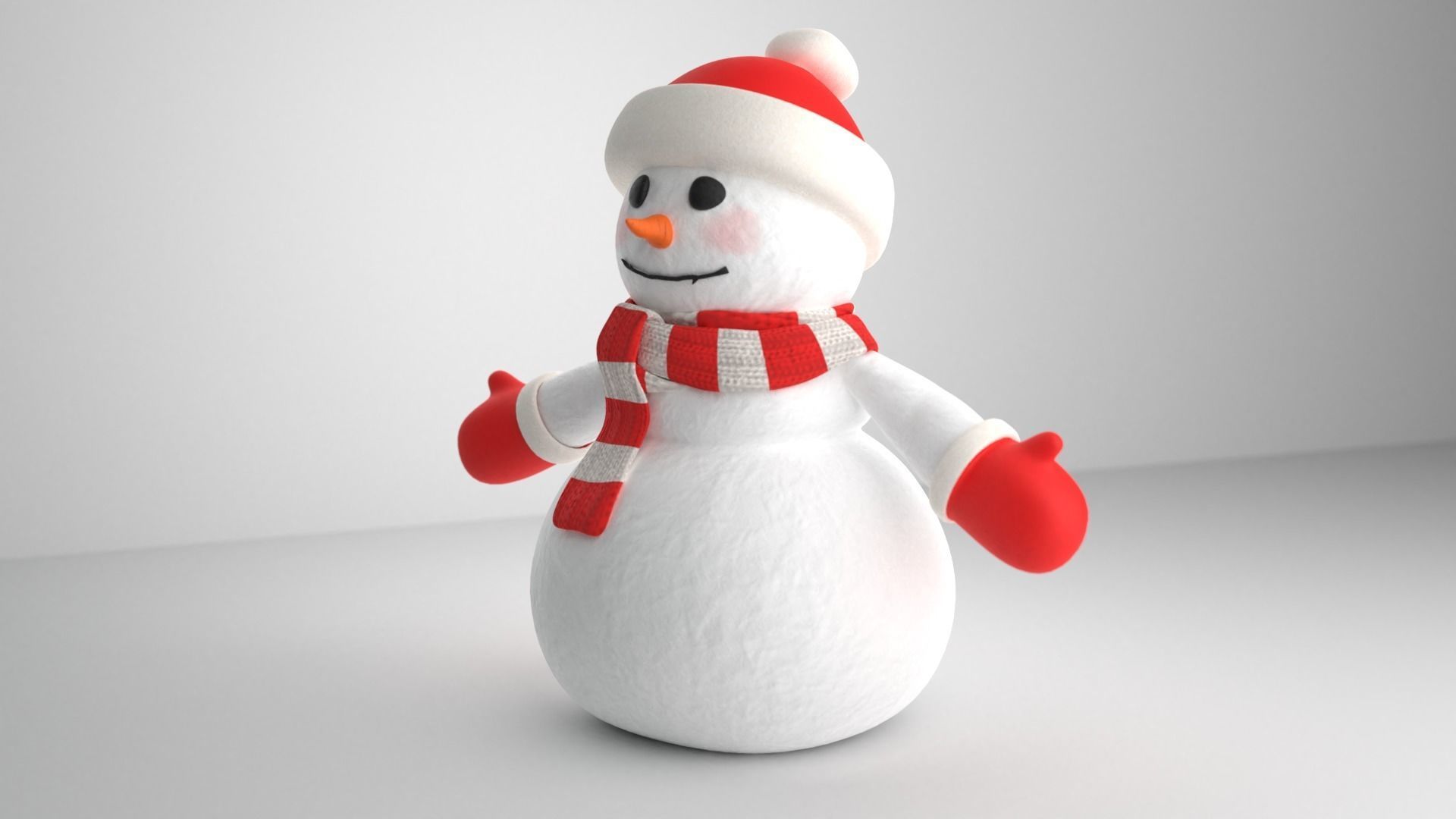 Snowman wearing scarf and hat Low-poly 3D model_9