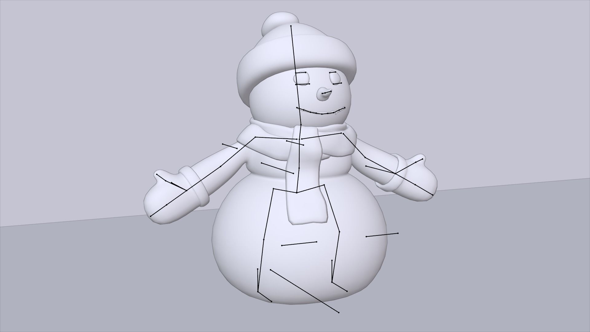 Snowman wearing scarf and hat Low-poly 3D model_4