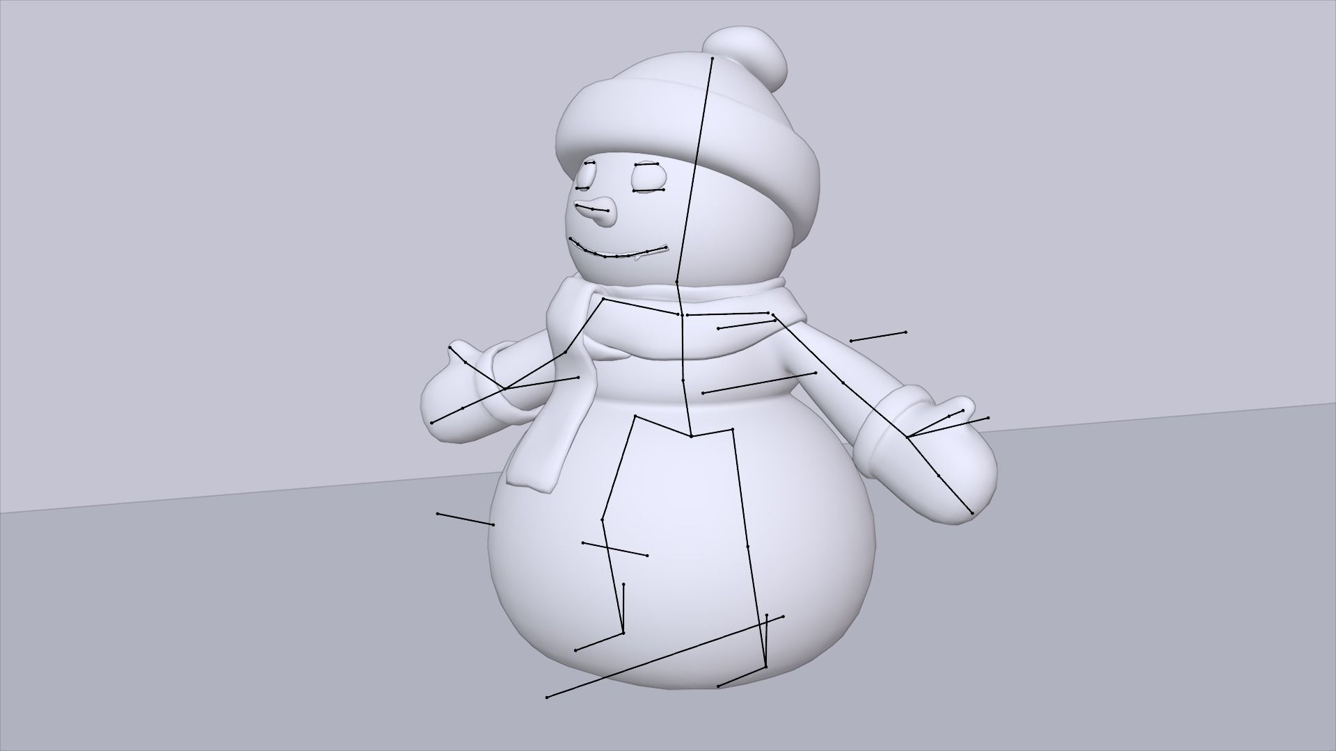 Snowman wearing scarf and hat Low-poly 3D model_12