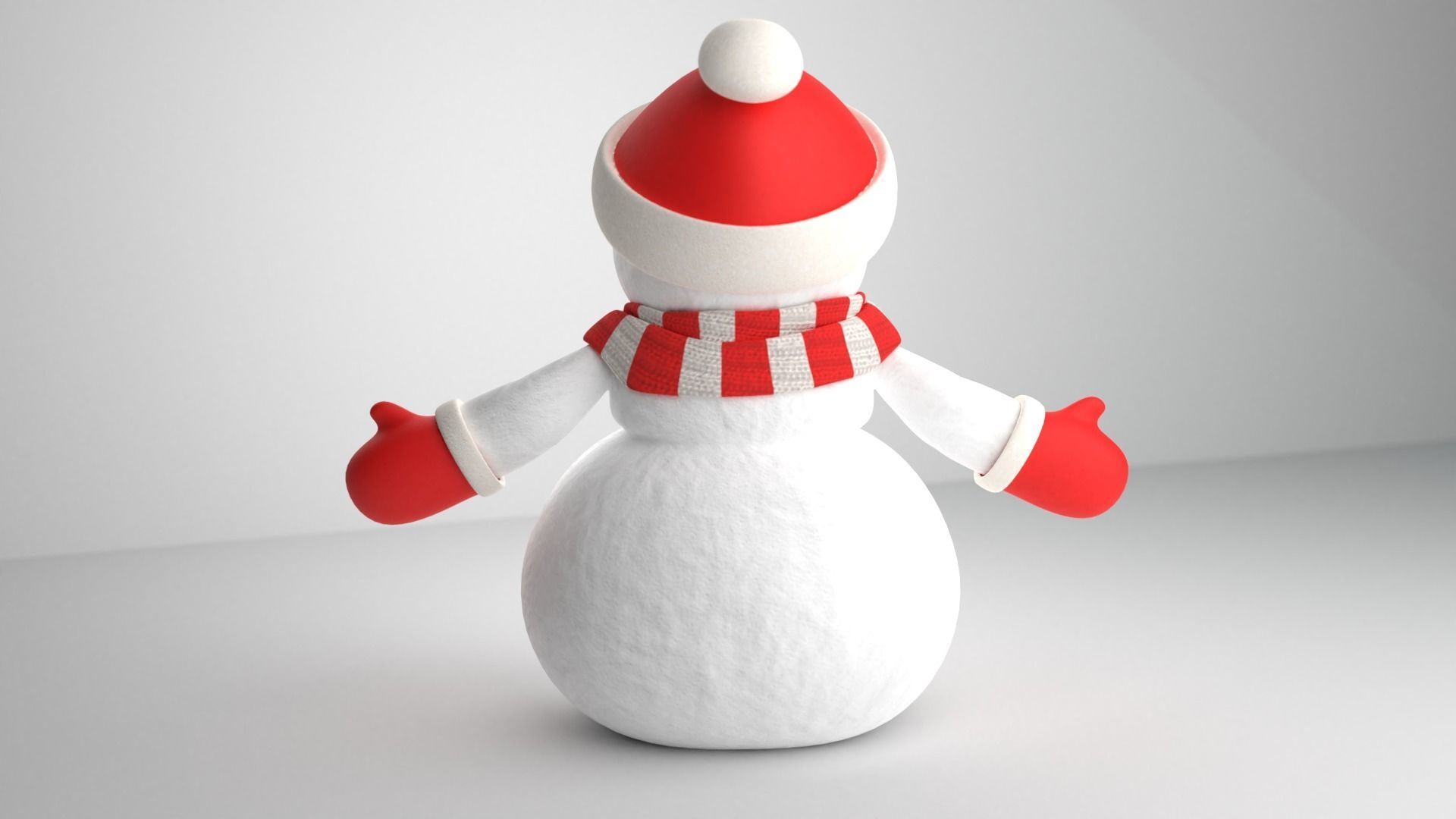 Snowman wearing scarf and hat Low-poly 3D model_13