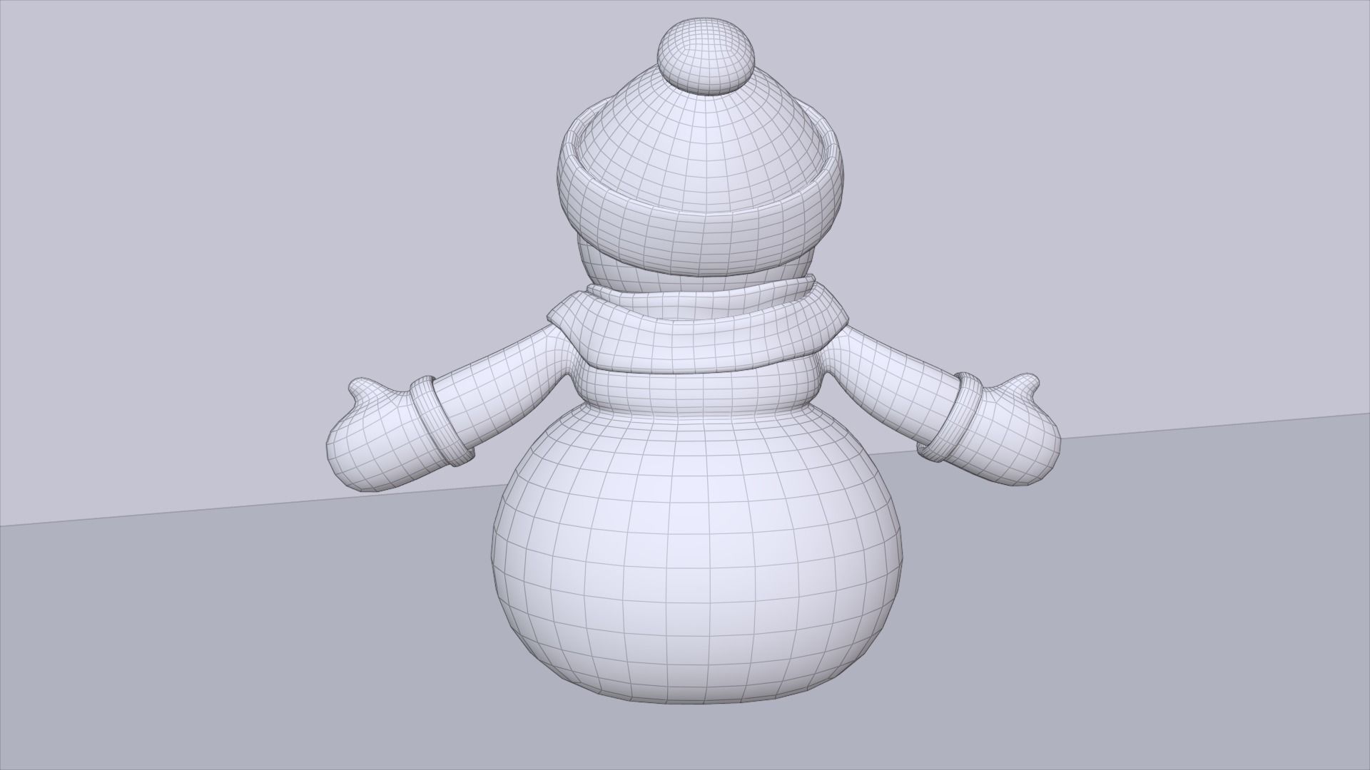 Snowman wearing scarf and hat Low-poly 3D model_14