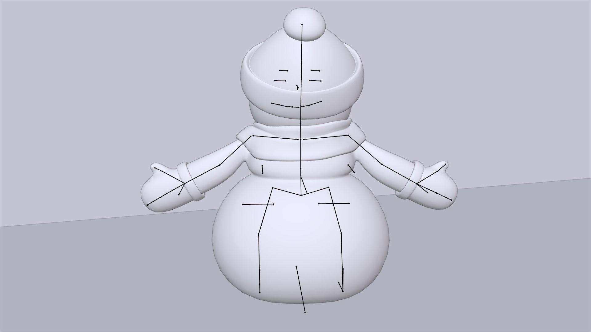 Snowman wearing scarf and hat Low-poly 3D model_16