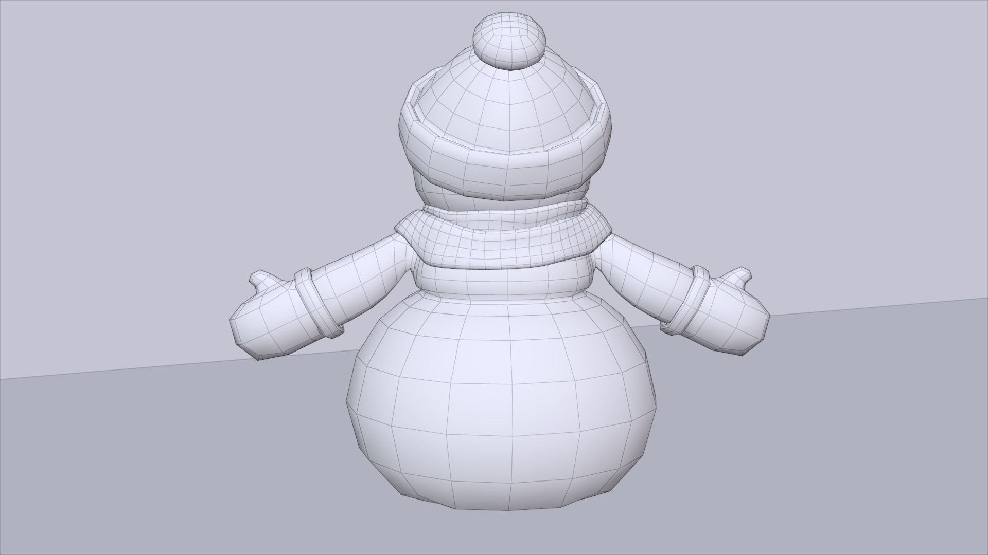 Snowman wearing scarf and hat Low-poly 3D model_15