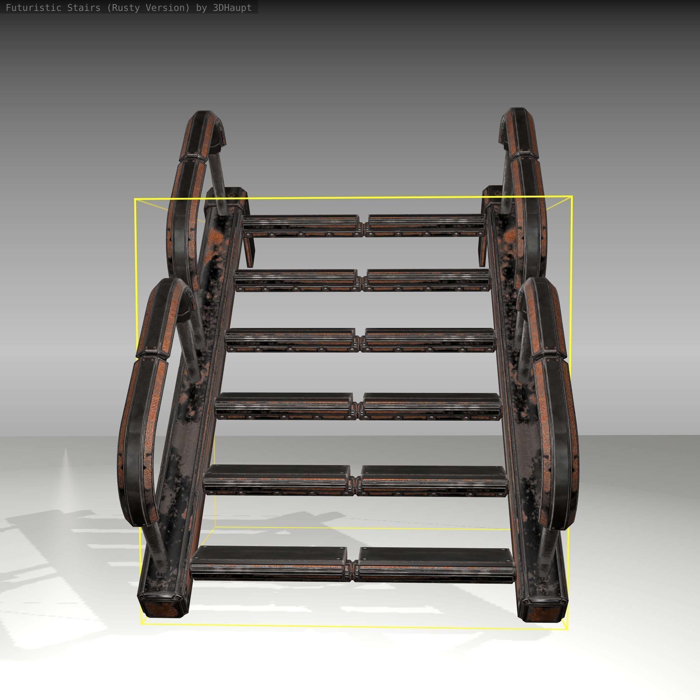 Futuristic Stairs - 26 - Rusty Textures Low-poly 3D model_13