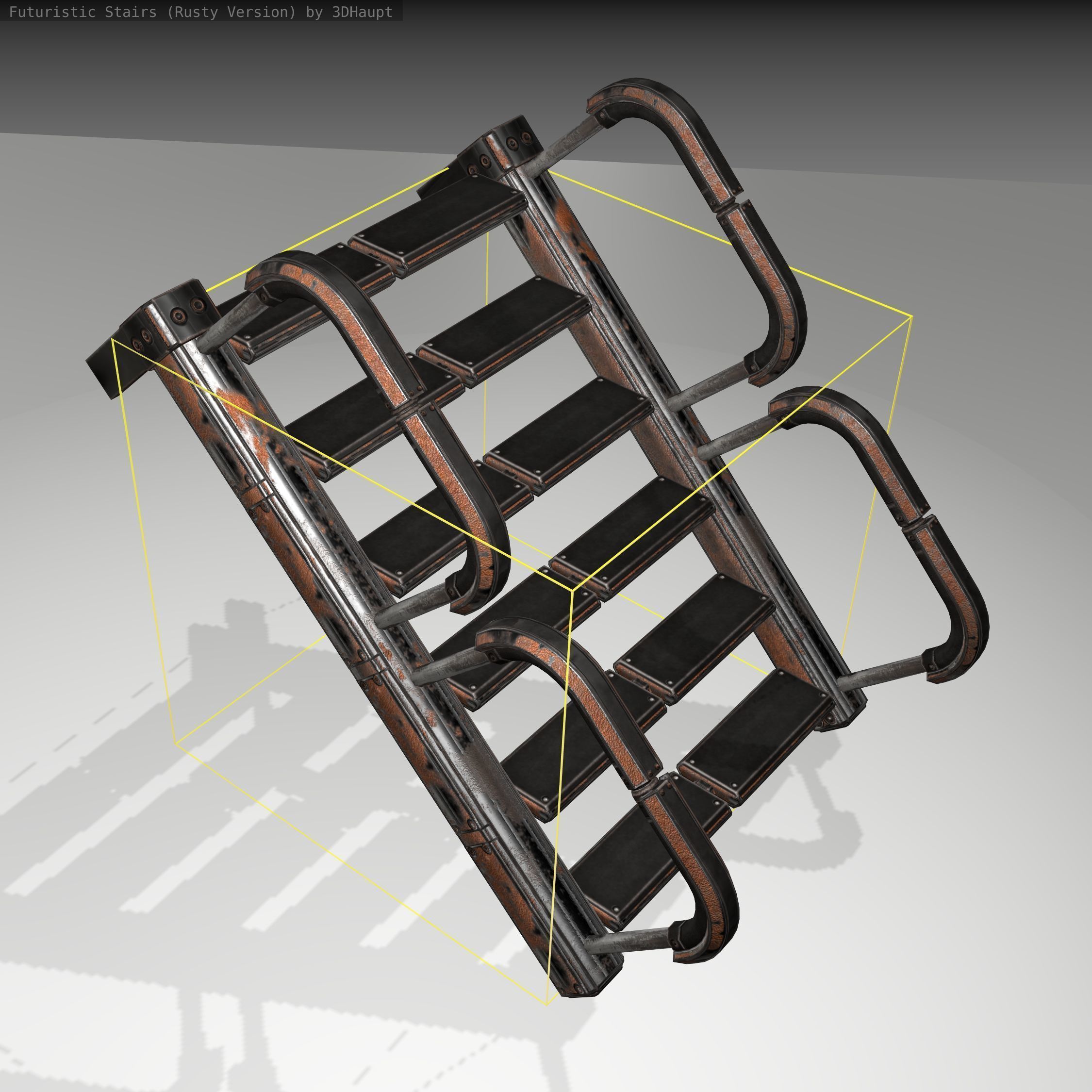 Futuristic Stairs - 26 - Rusty Textures Low-poly 3D model_19