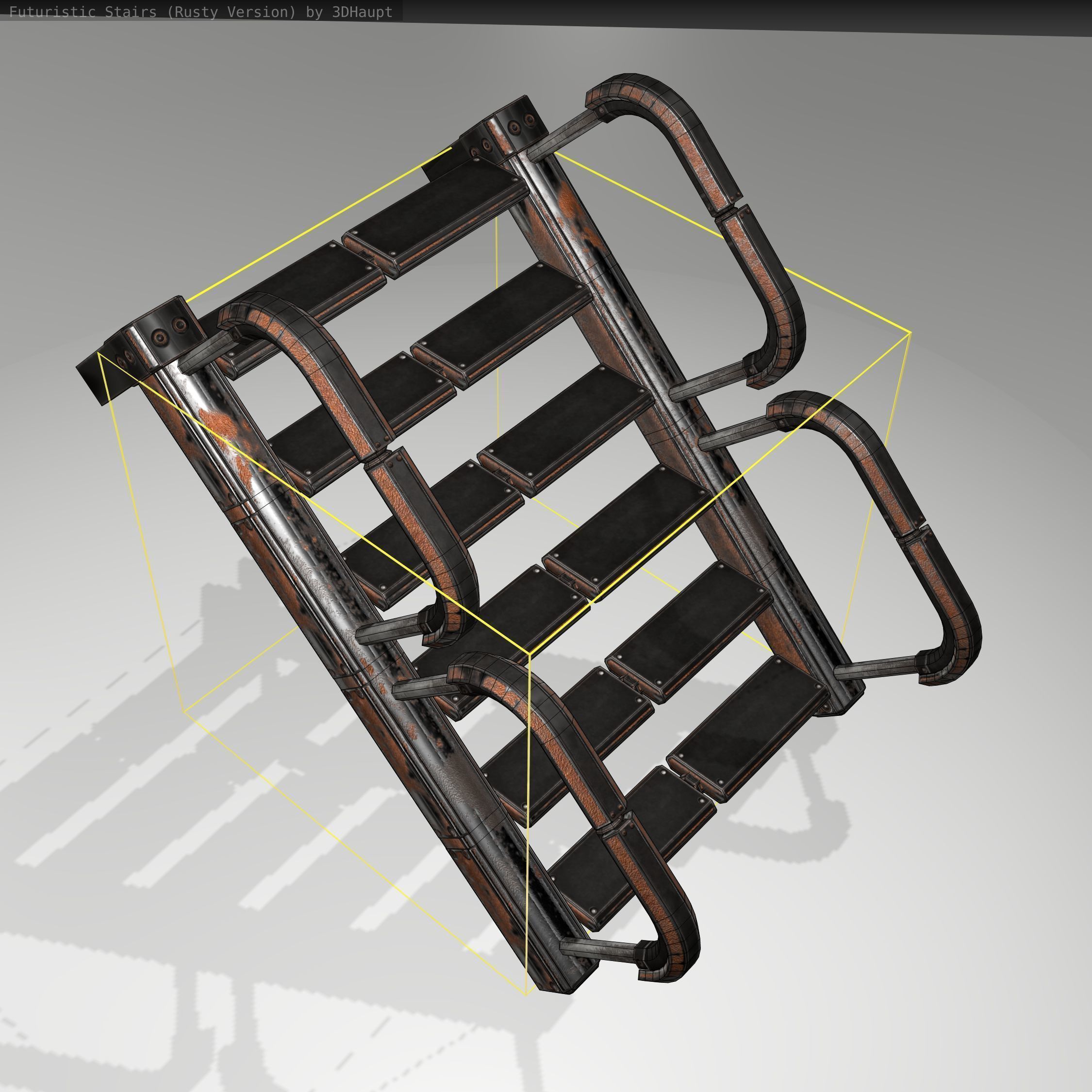 Futuristic Stairs - 26 - Rusty Textures Low-poly 3D model_18